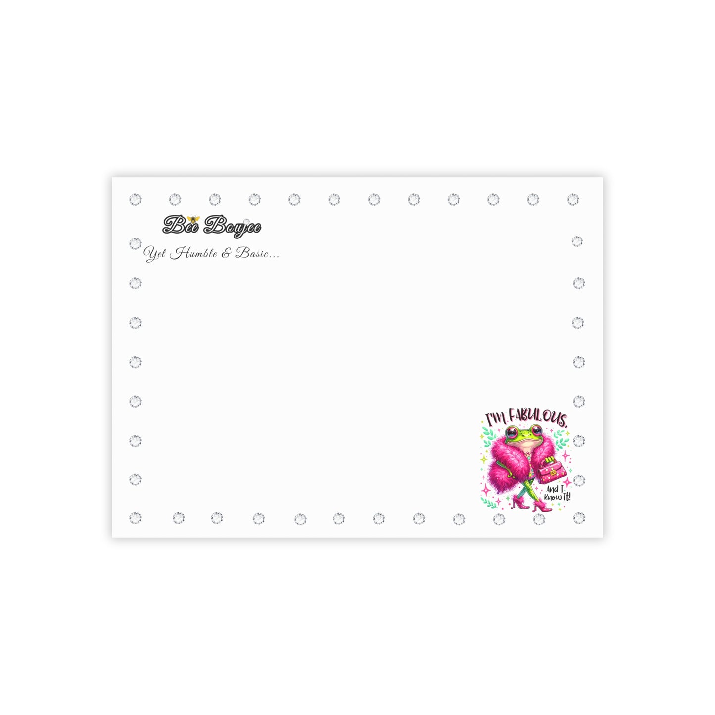 Bee Boujee DIAMONDS Fabulous Froggie - Post-it® Note Pad WHITE 8x6
