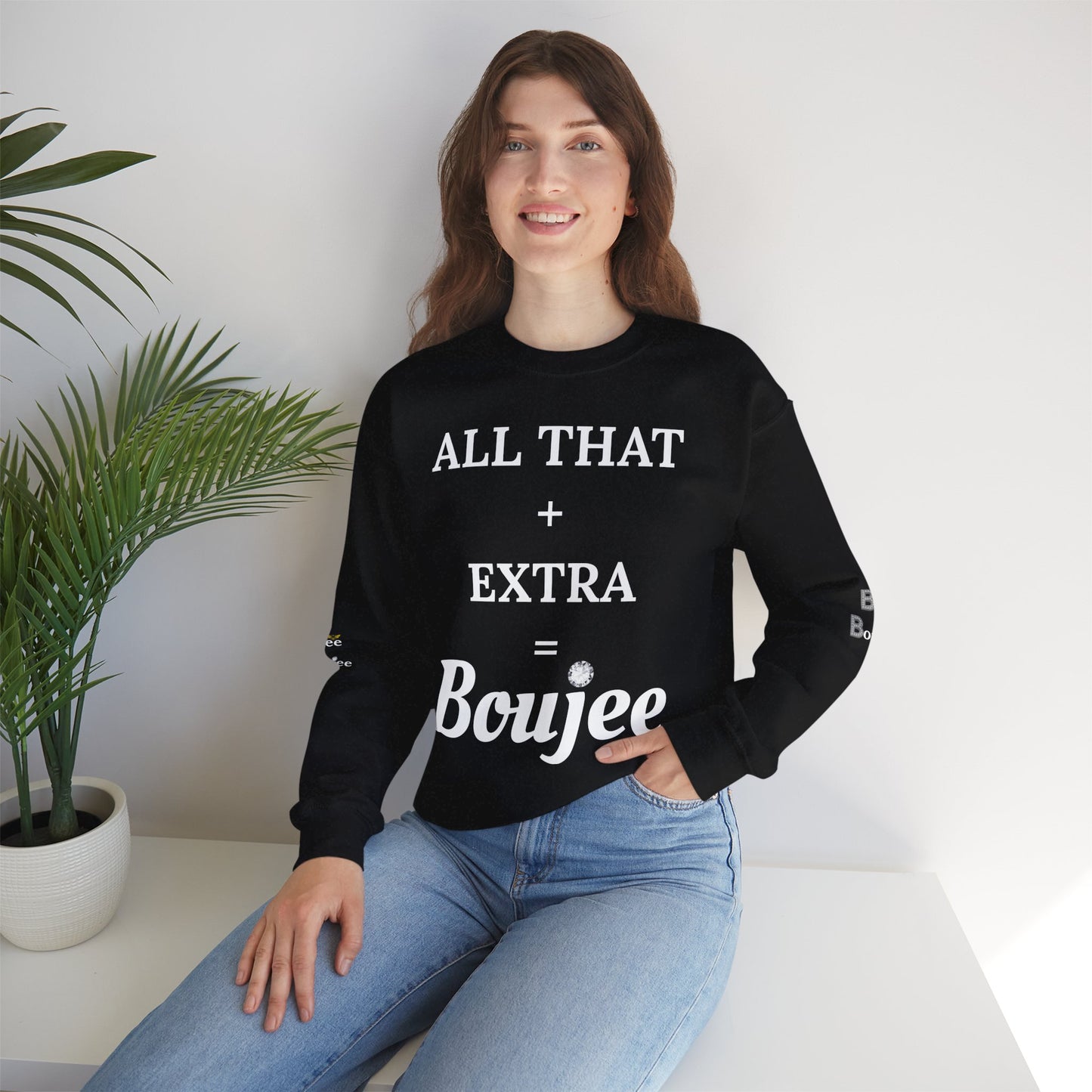 All That + Extra = Boujee - Heavy Blend™ Dark Colors Crewneck Sweatshirt