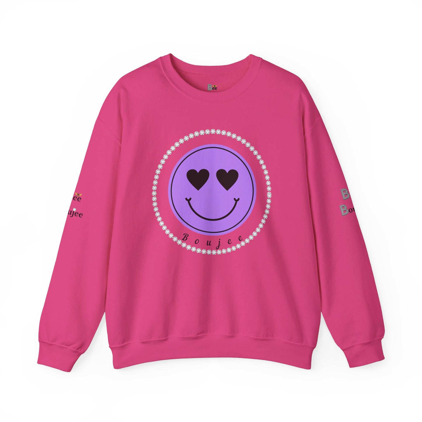 Boujee Smiley Face Purple Heart Eyes - Heavy Blend™ Light Colors Crewneck Sweatshirt