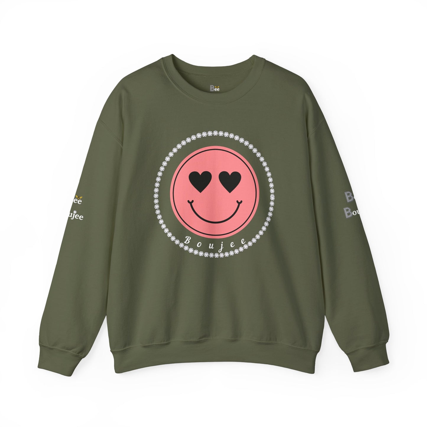 Boujee Smiley Face Pink Heart Eyes - Heavy Blend™ Dark Colors Crewneck Sweatshirt