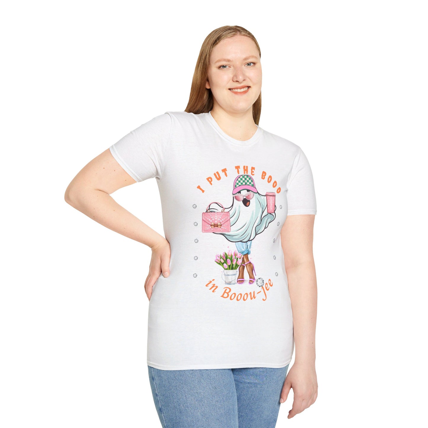Halloween Booo in Boooujee - Softstyle T-Shirt BROWN SKIN TONE