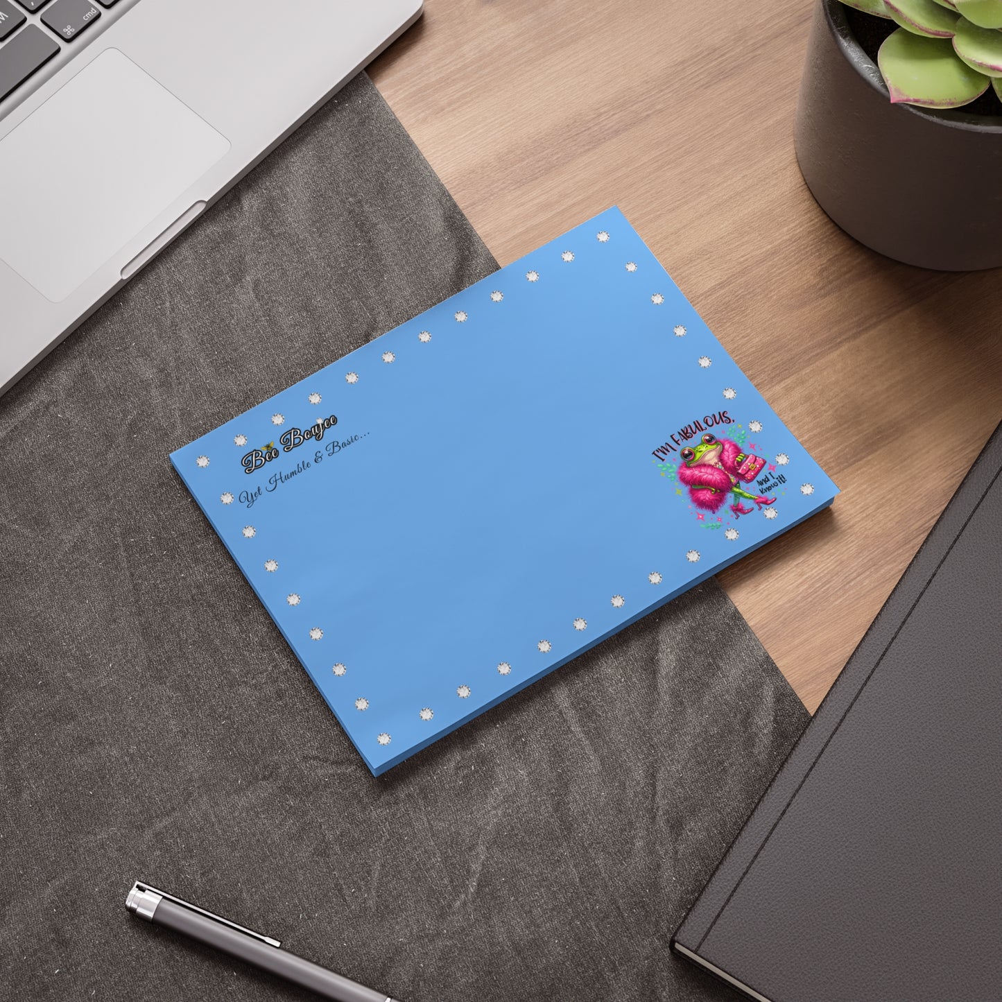 Bee Boujee DIAMONDS Fabulous Froggie - Post-it® Note Pad BLUE 8x6