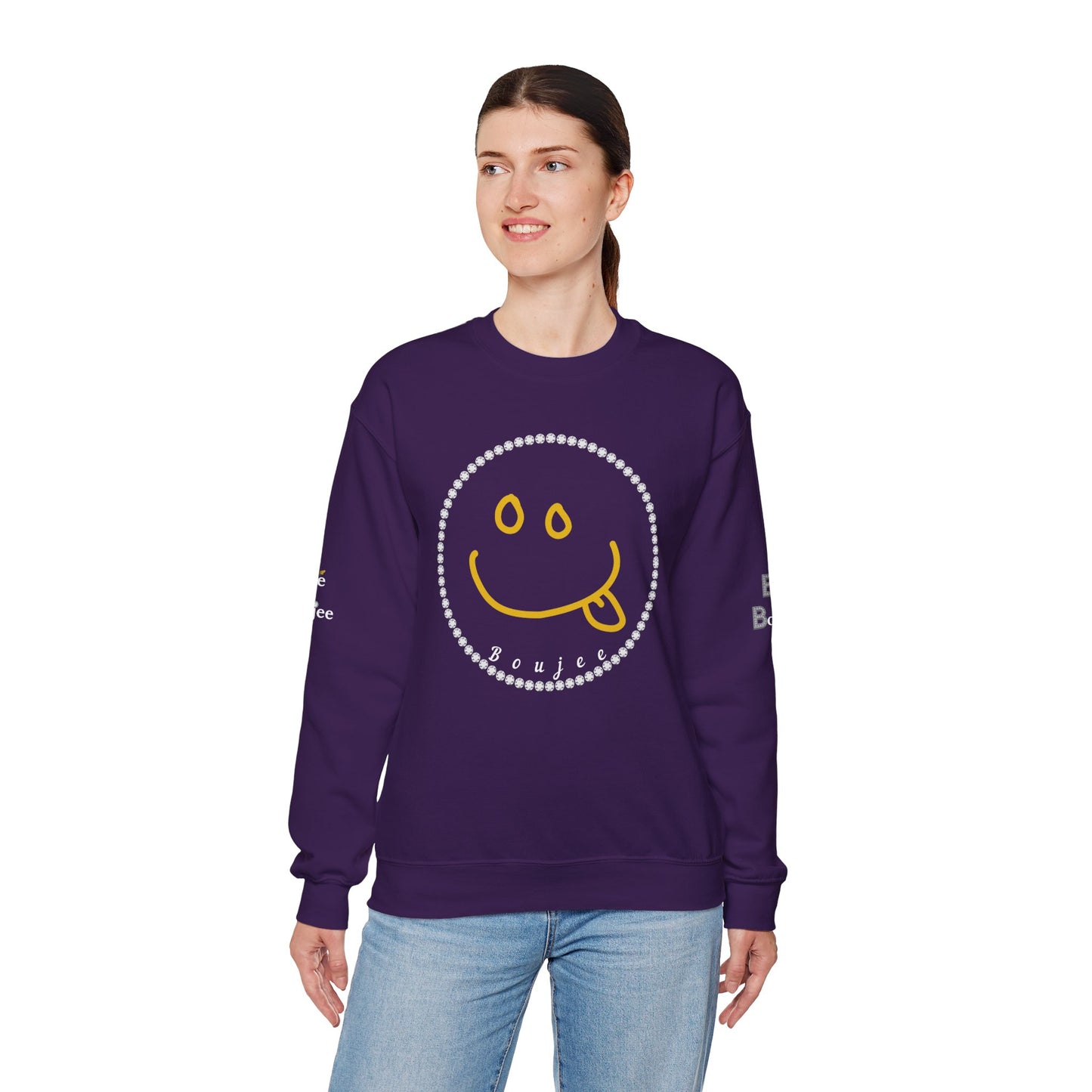 Boujee Smiley Goofy Face - Heavy Blend™ Dark Colors Crewneck Sweatshirt