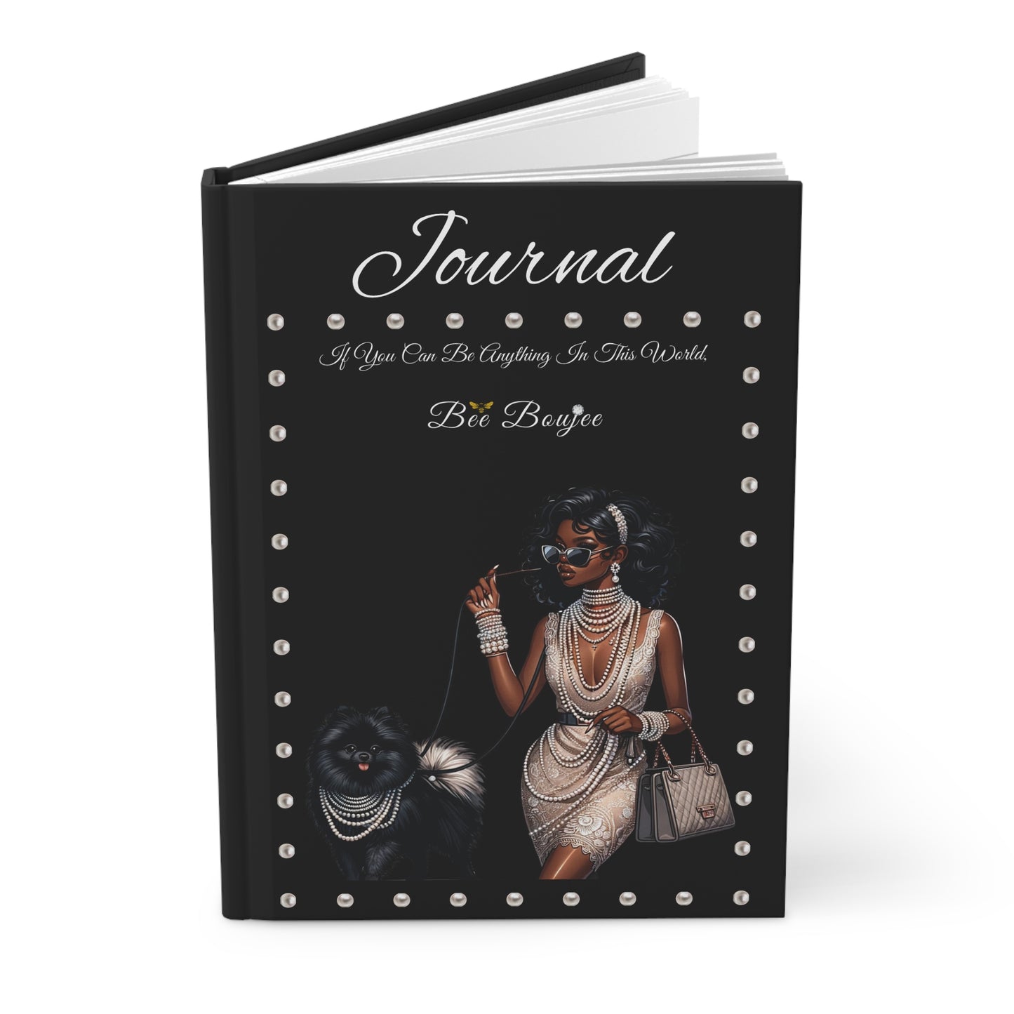 Hardcover "Bee" Boujee PEARLS Stroll 01- Journal Matte BLACK