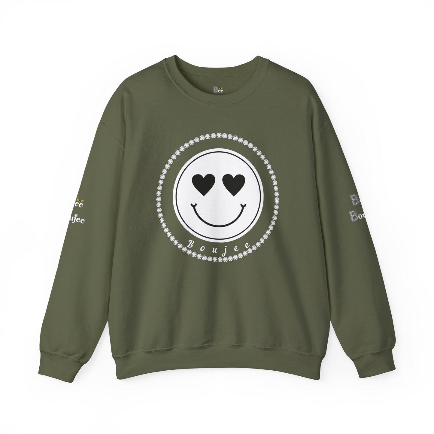Boujee Smiley Face White Heart Eyes - Heavy Blend™ Dark Colors Crewneck Sweatshirt