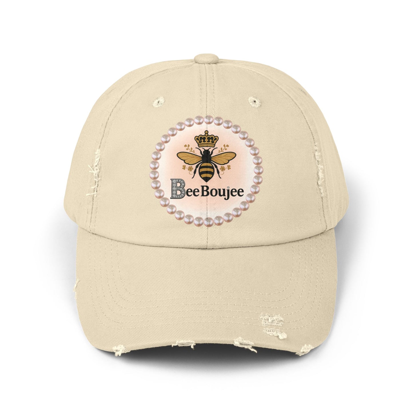 Bee Boujee Distressed Pearl-Emblem Cap