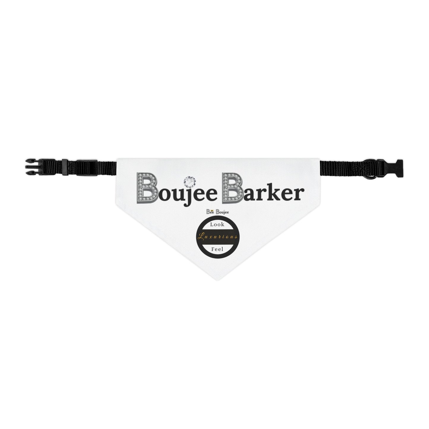 Boujee Barker Bandana WHITE - Pet Collar MEDIUM
