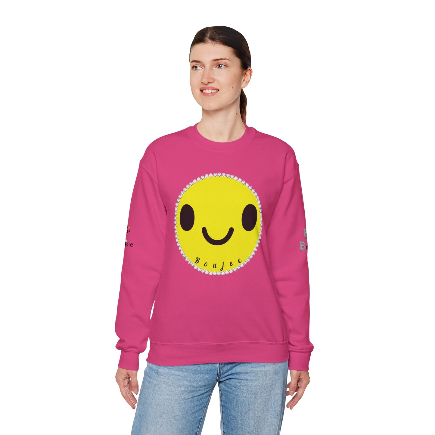 Boujee Smiley Face Yellow - Heavy Blend™ Light Colors Crewneck Sweatshirt
