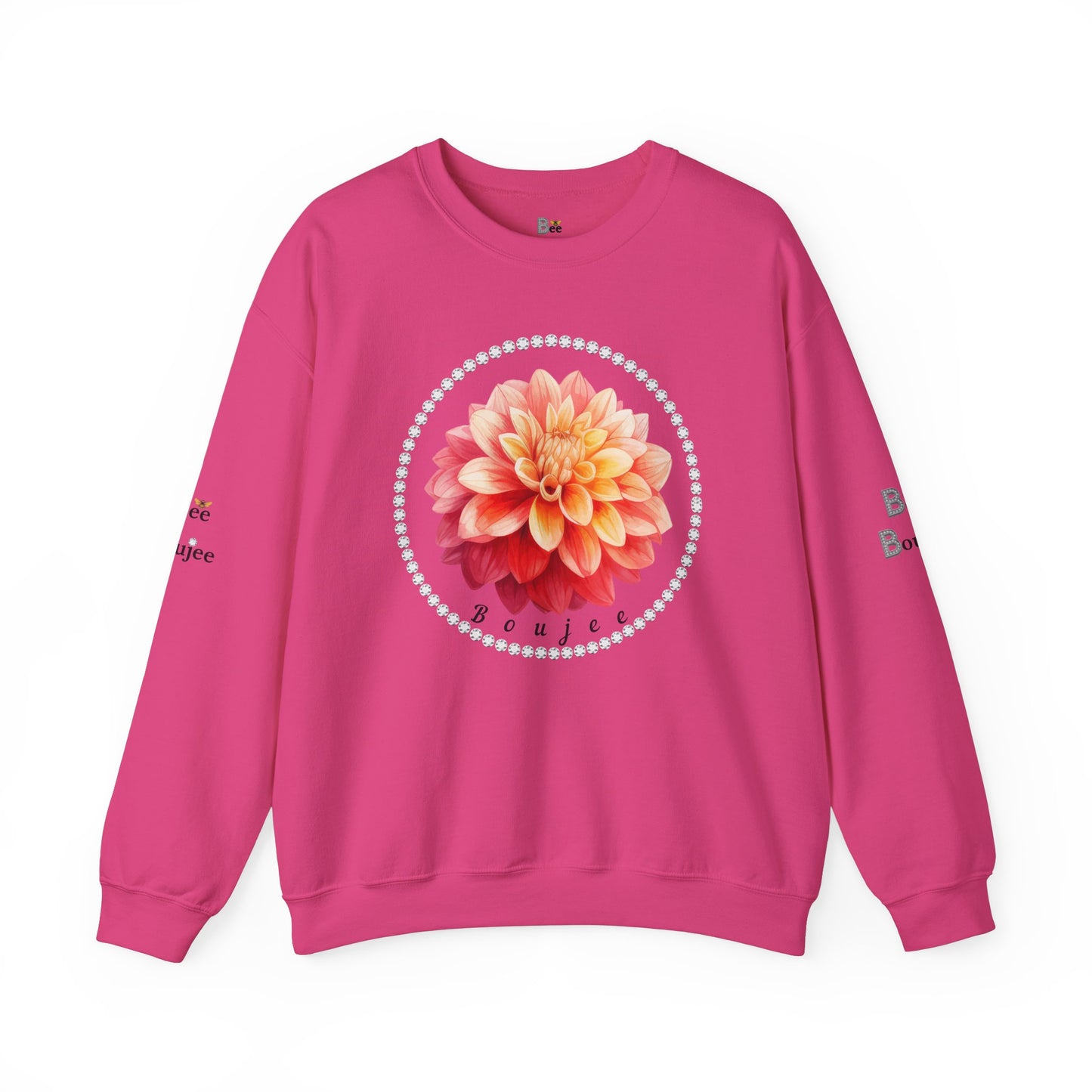 Boujee Flower Pink Yellow - Heavy Blend™ Light Colors Crewneck Sweatshirt