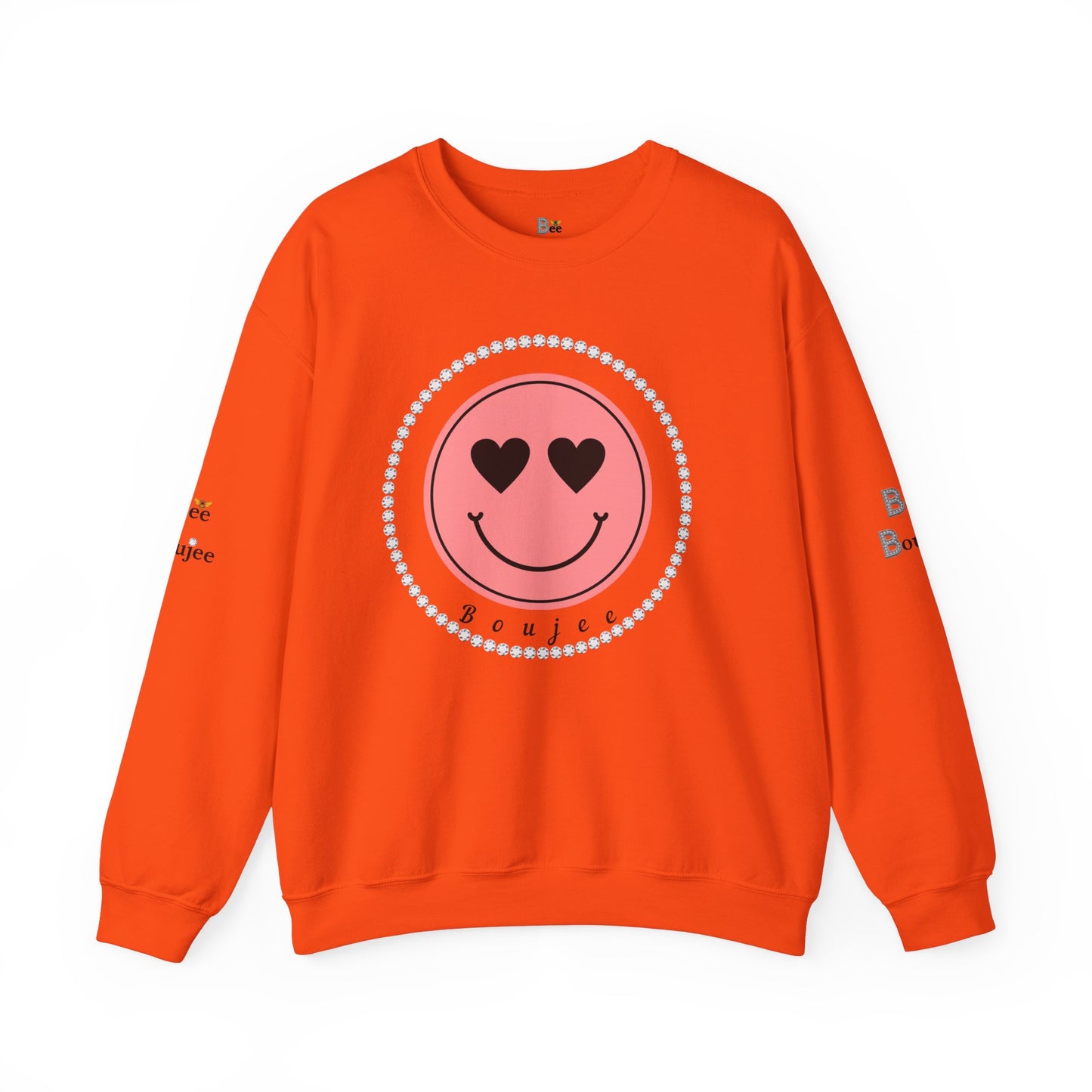 Boujee Smiley Face Pink Heart Eyes - Heavy Blend™ Light Colors Crewneck Sweatshirt