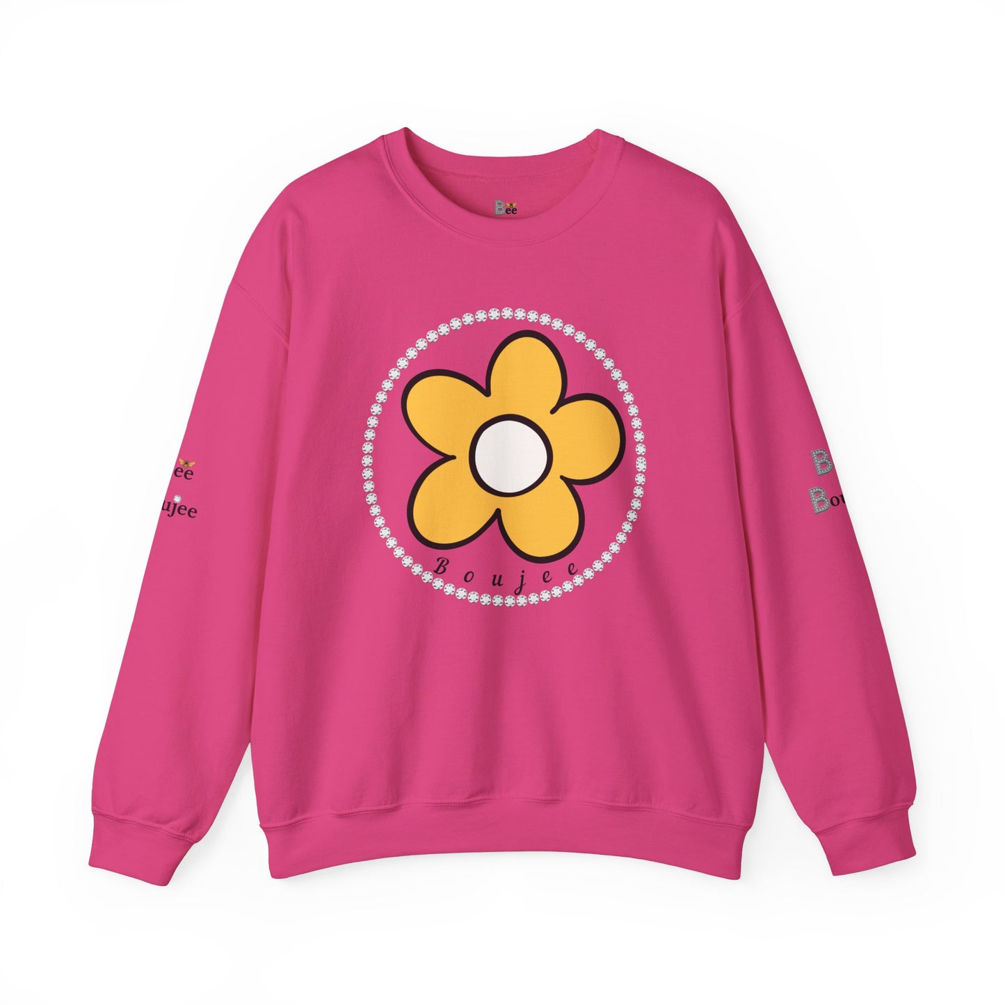 Boujee Flower Yellow White - Heavy Blend™ Light Colors Crewneck Sweatshirt