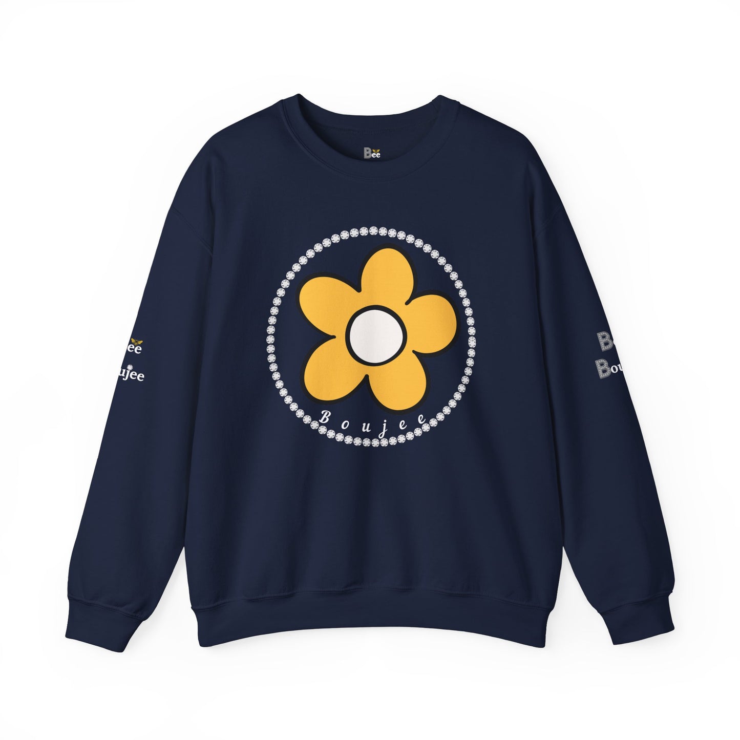 Boujee Flower Yellow White - Heavy Blend™ Dark Colors Crewneck Sweatshirt