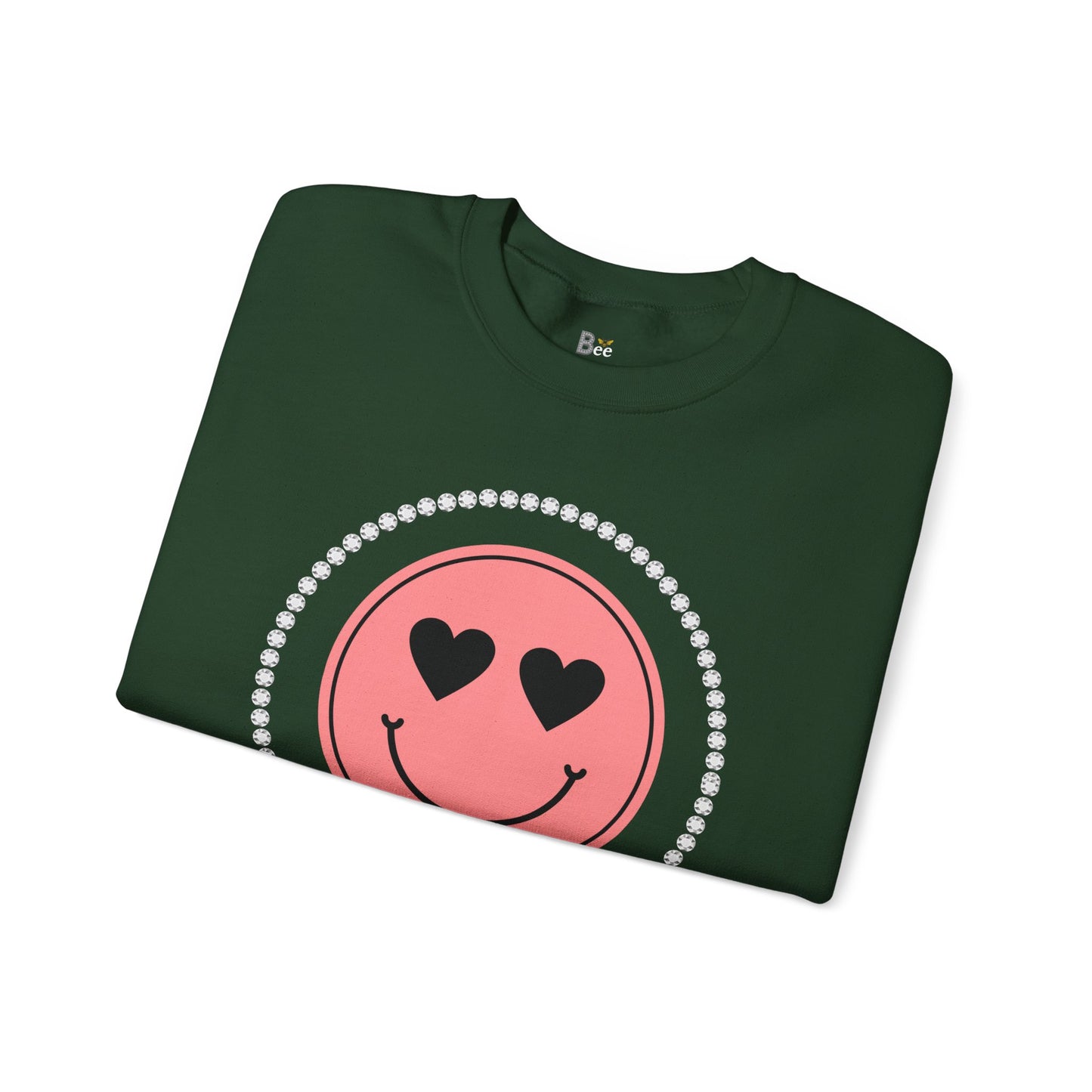 Boujee Smiley Face Pink Heart Eyes - Heavy Blend™ Dark Colors Crewneck Sweatshirt