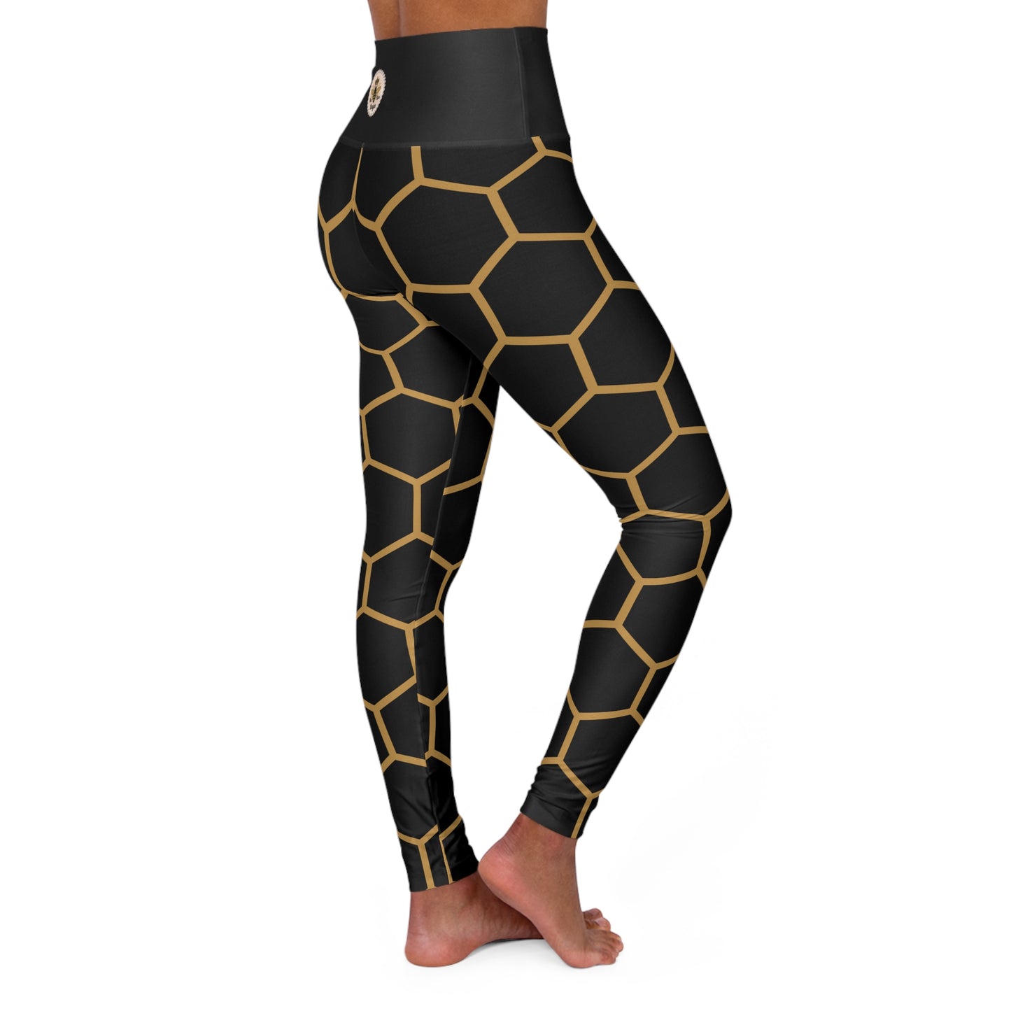"The Boujee Hive" Stylish High Waisted Yoga Leggings with Honeycomb Print - MEDIUM