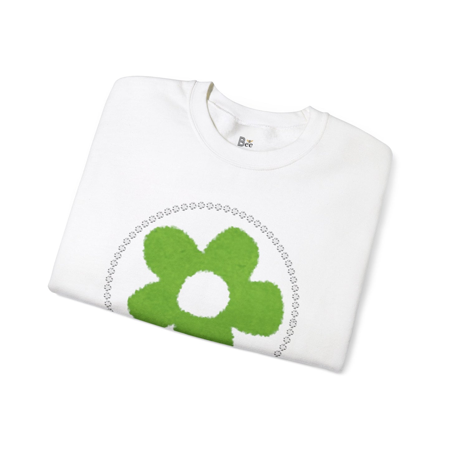 Boujee Fuzzy Green Flower - Heavy Blend™ Light Colors Crewneck Sweatshirt