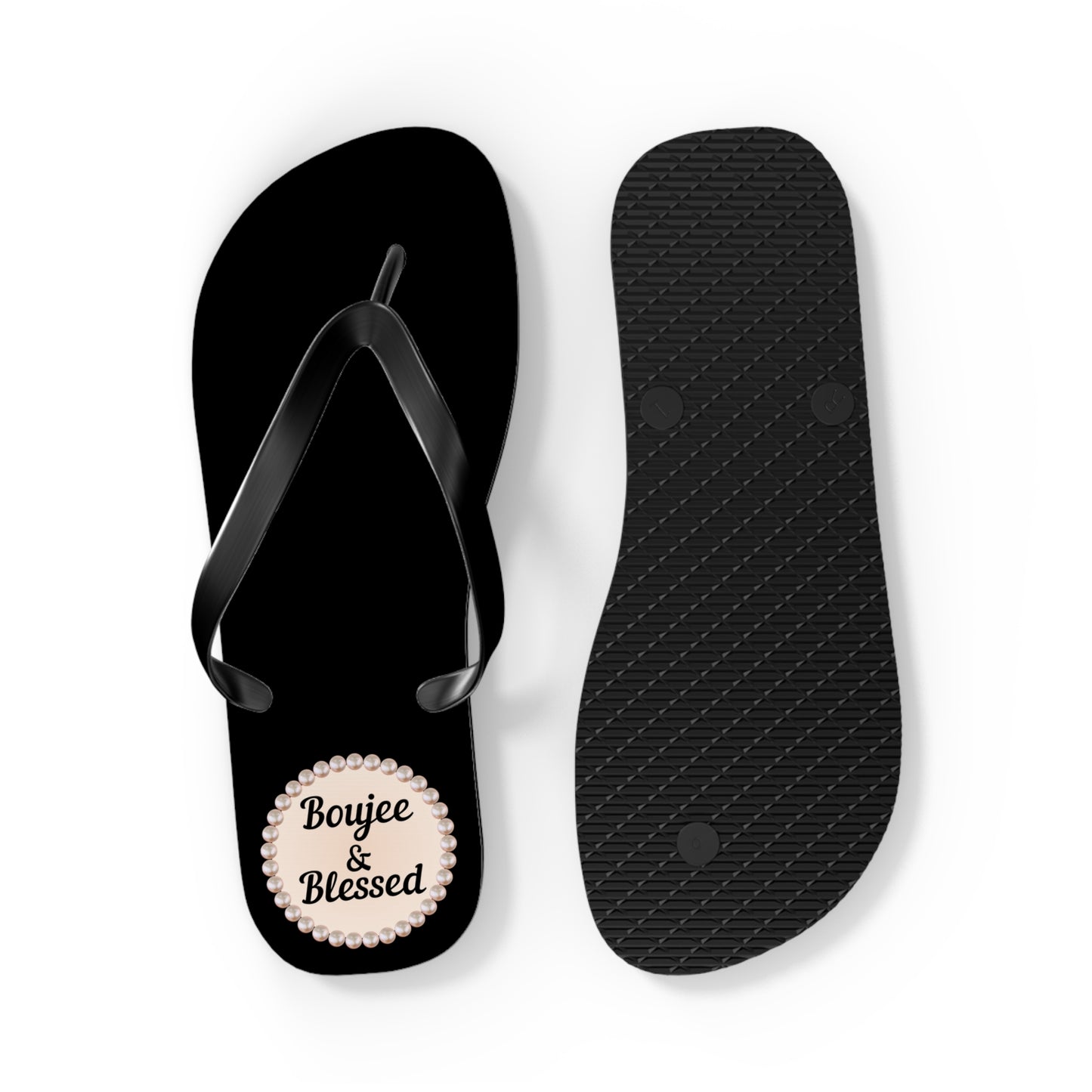 Boujee & Blessed BLACK Flip Flops - LARGE