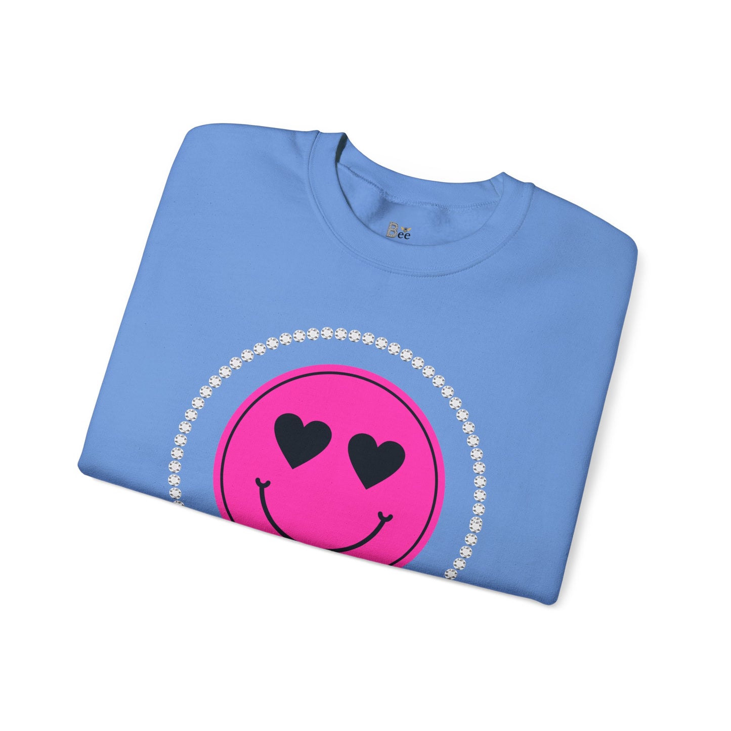 Boujee Smiley Face Heart Eyes Pink - Heavy Blend™ Light Colors Crewneck Sweatshirt