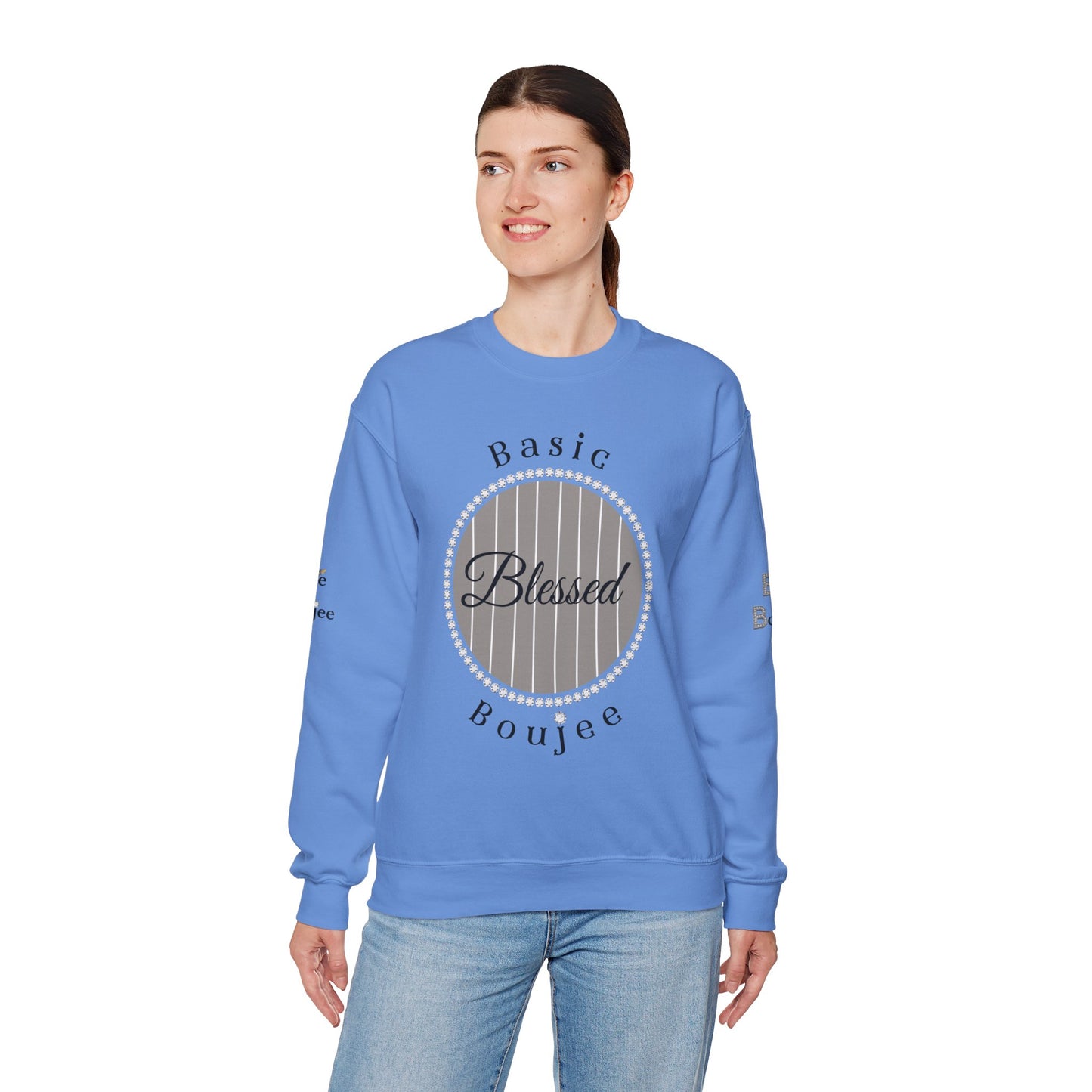 Basic Boujee Blessed - Heavy Blend™ Light Colors Crewneck Sweatshirt