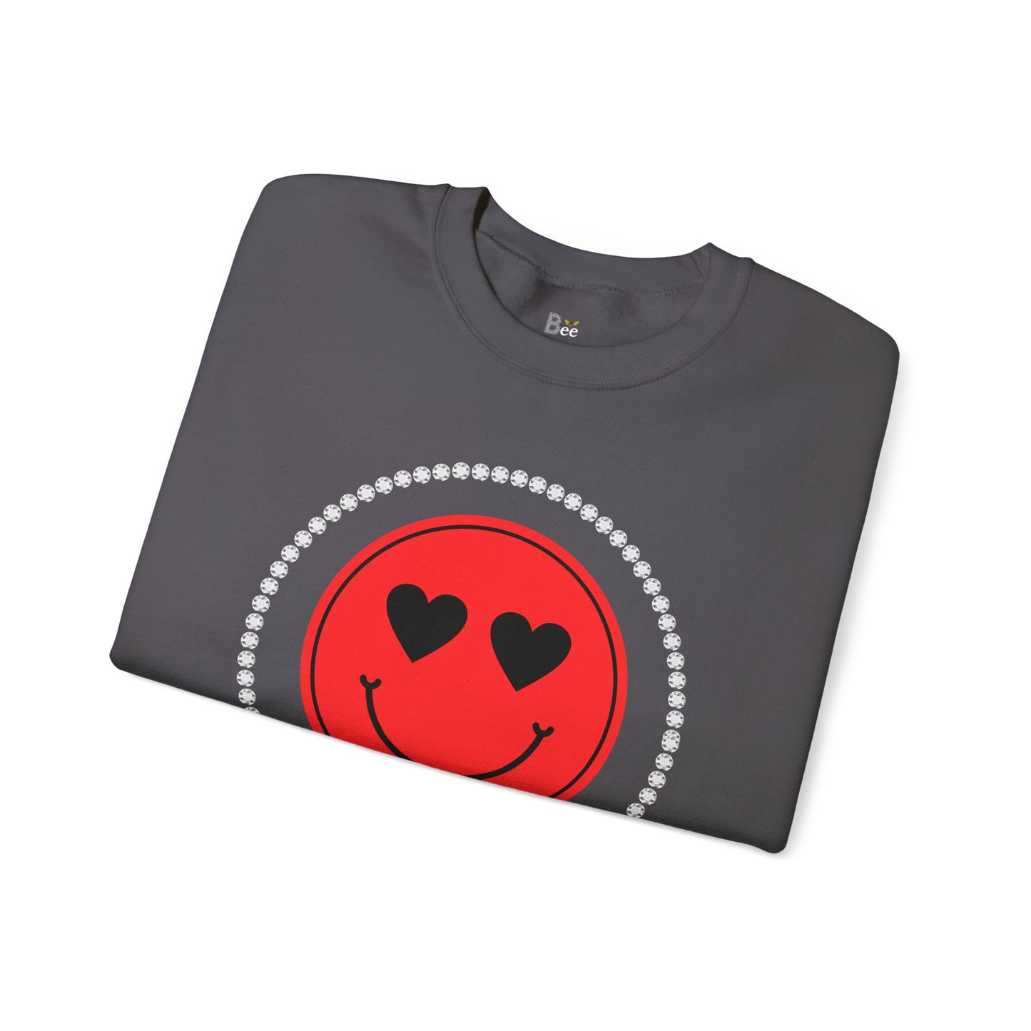 Boujee Smiley Face Red Heart Eyes - Heavy Blend™ Dark Colors Crewneck Sweatshirt