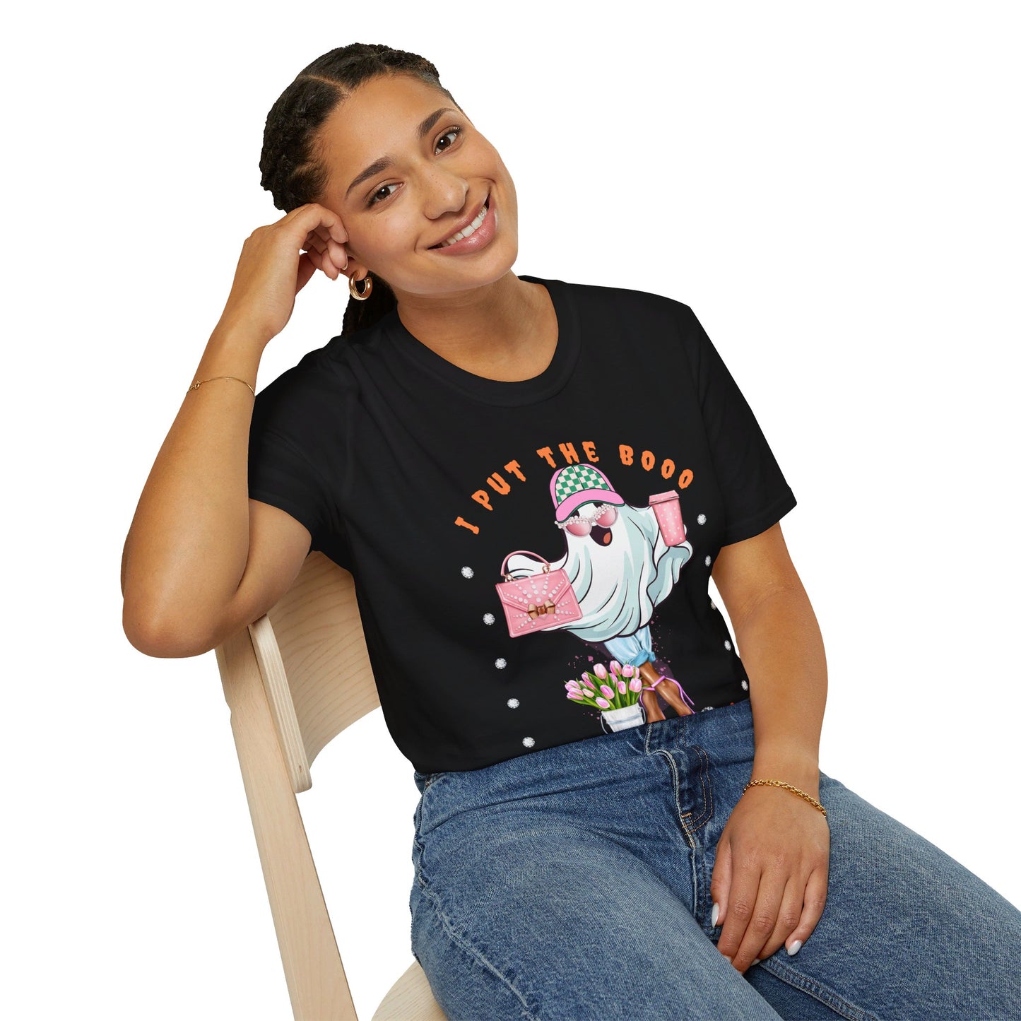 Halloween Booo in Boooujee - Softstyle T-Shirt BROWN SKIN TONE