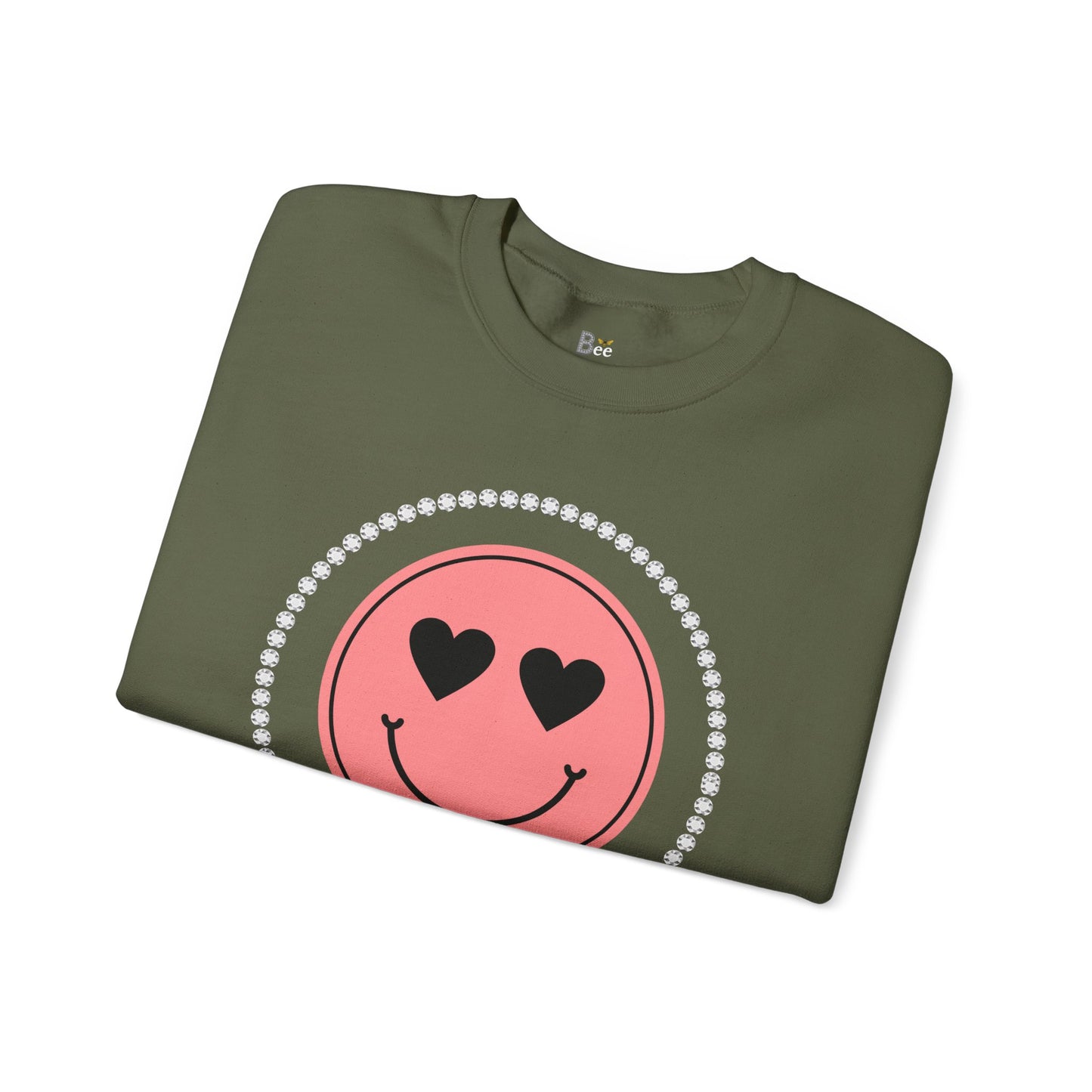 Boujee Smiley Face Pink Heart Eyes - Heavy Blend™ Dark Colors Crewneck Sweatshirt