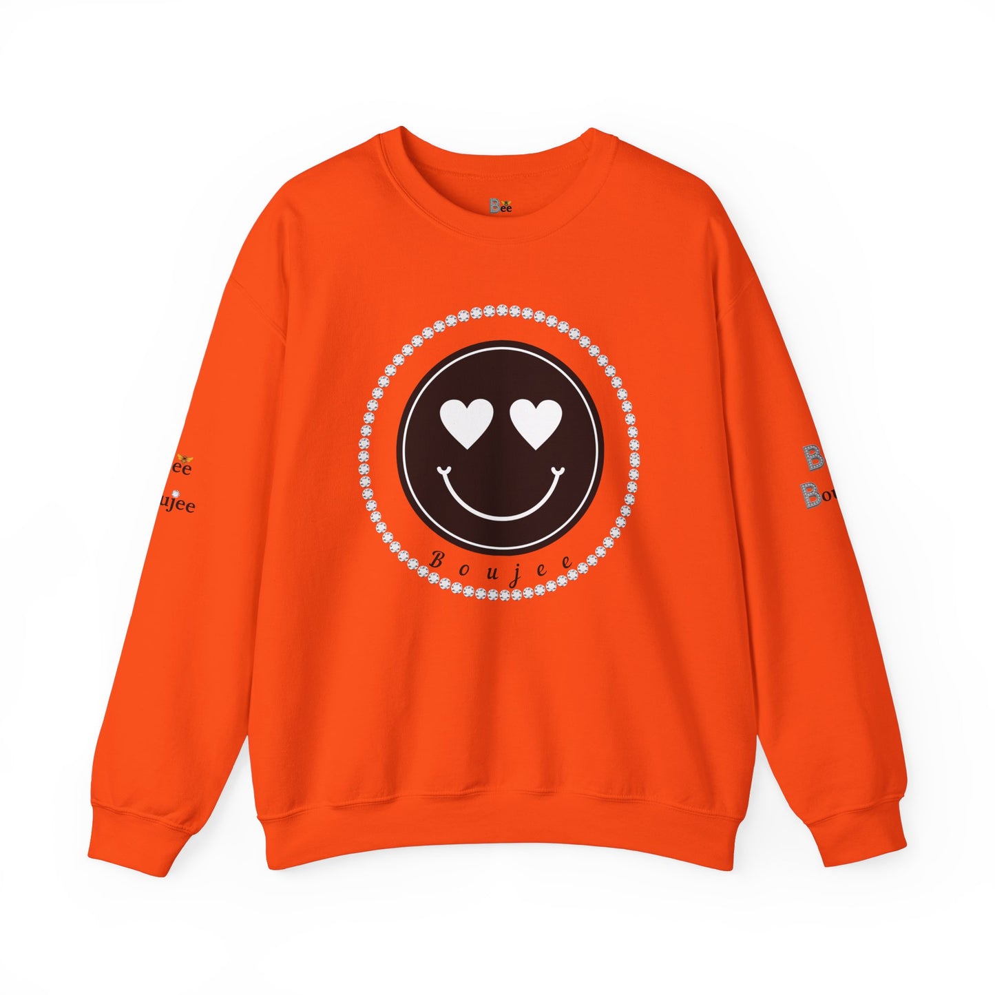 Boujee Smiley Face Heart Eyes Black - Heavy Blend™ Light Colors Crewneck Sweatshirt