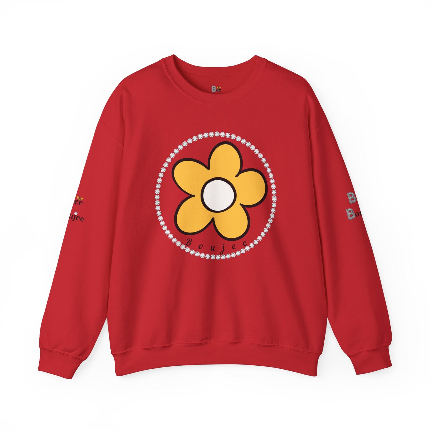 Boujee Flower Yellow White - Heavy Blend™ Light Colors Crewneck Sweatshirt