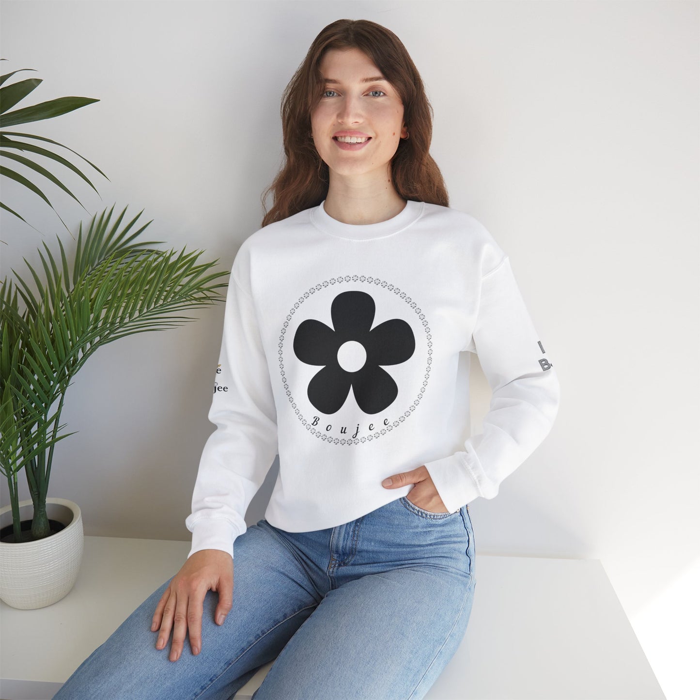 Boujee Black Flower - Heavy Blend™ Light Colors Crewneck Sweatshirt