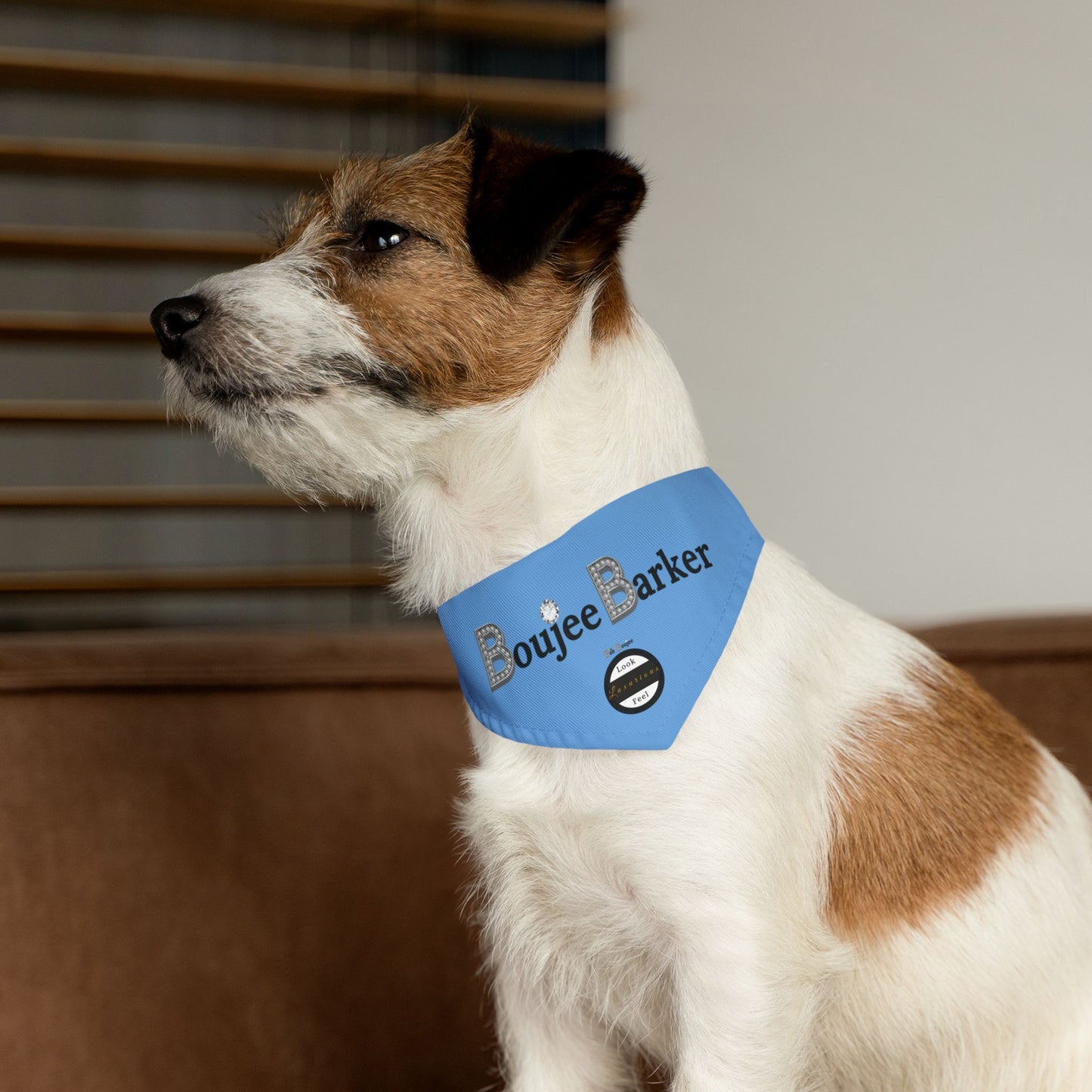 Boujee Barker Bandana BLUE - Pet Collar SMALL