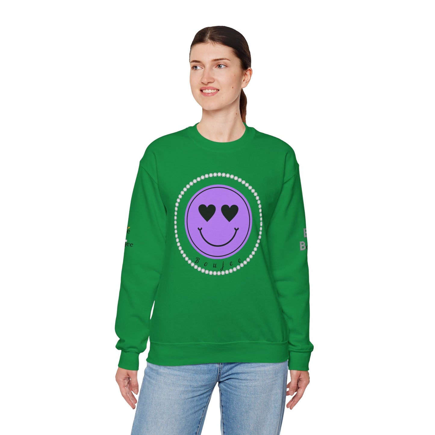 Boujee Smiley Face Purple Heart Eyes - Heavy Blend™ Light Colors Crewneck Sweatshirt