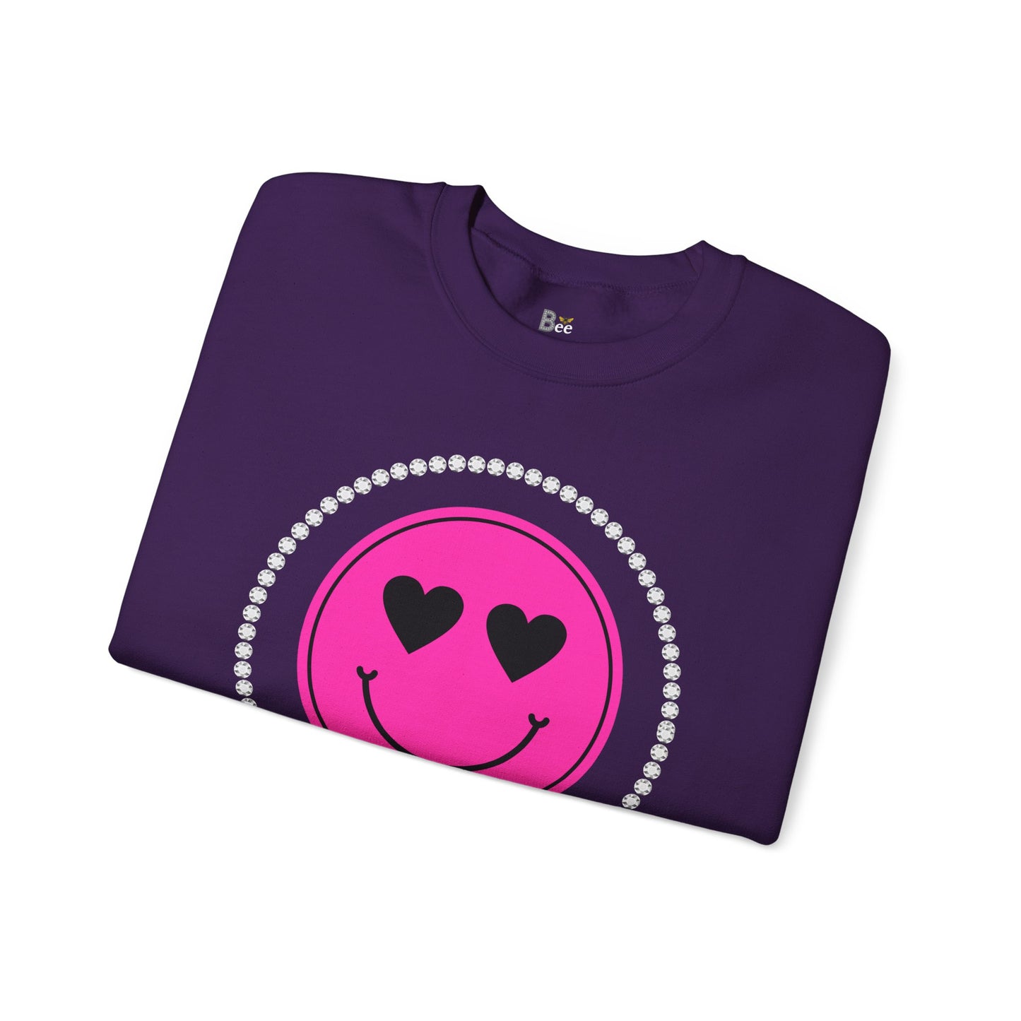 Boujee Smiley Face Pink Heart Eyes - Heavy Blend™ Dark Colors Crewneck Sweatshirt