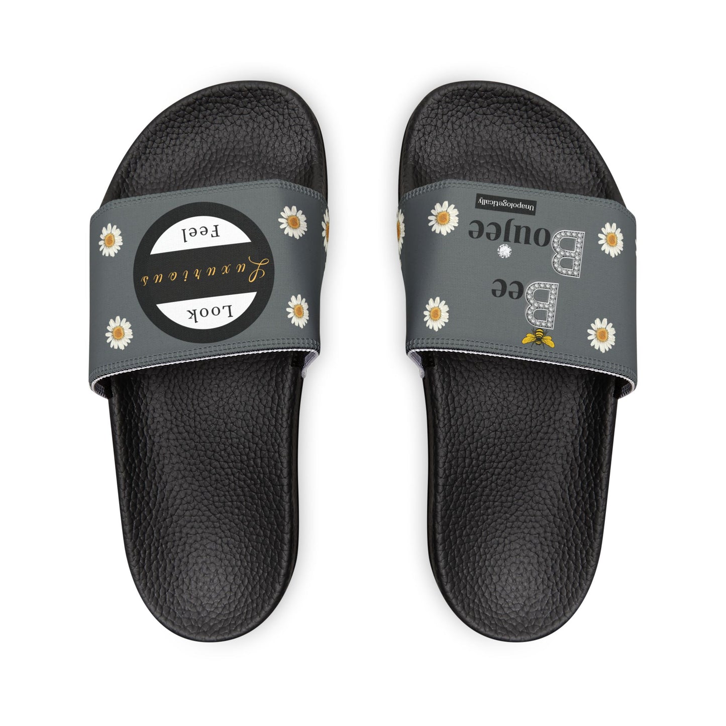 Bee Boujee - DARK GREY Flowers Women's Removable-Strap Sandals