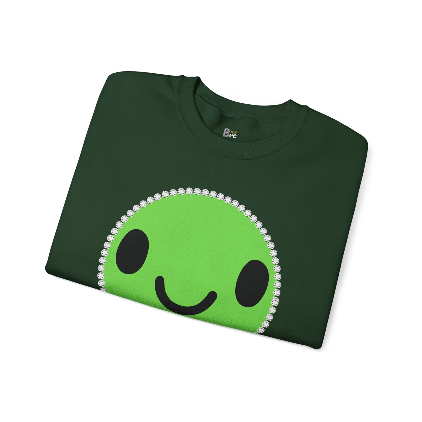 Boujee Smiley Face Green - Heavy Blend™ Dark Colors Crewneck Sweatshirt