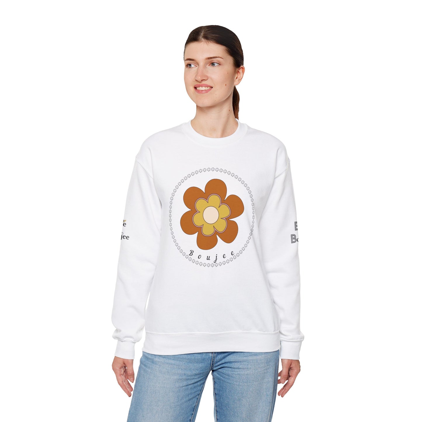 Boujee Brown Flower - Heavy Blend™ Light Colors Crewneck Sweatshirt
