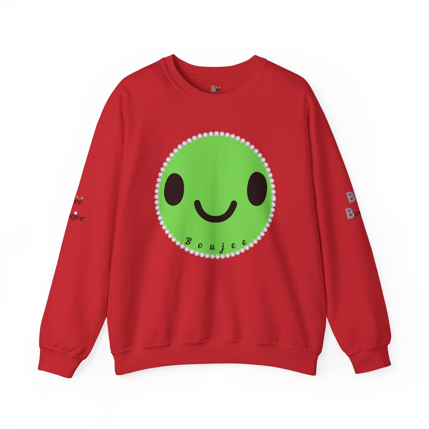 Boujee Smiley Face Green - Heavy Blend™ Light Colors Crewneck Sweatshirt