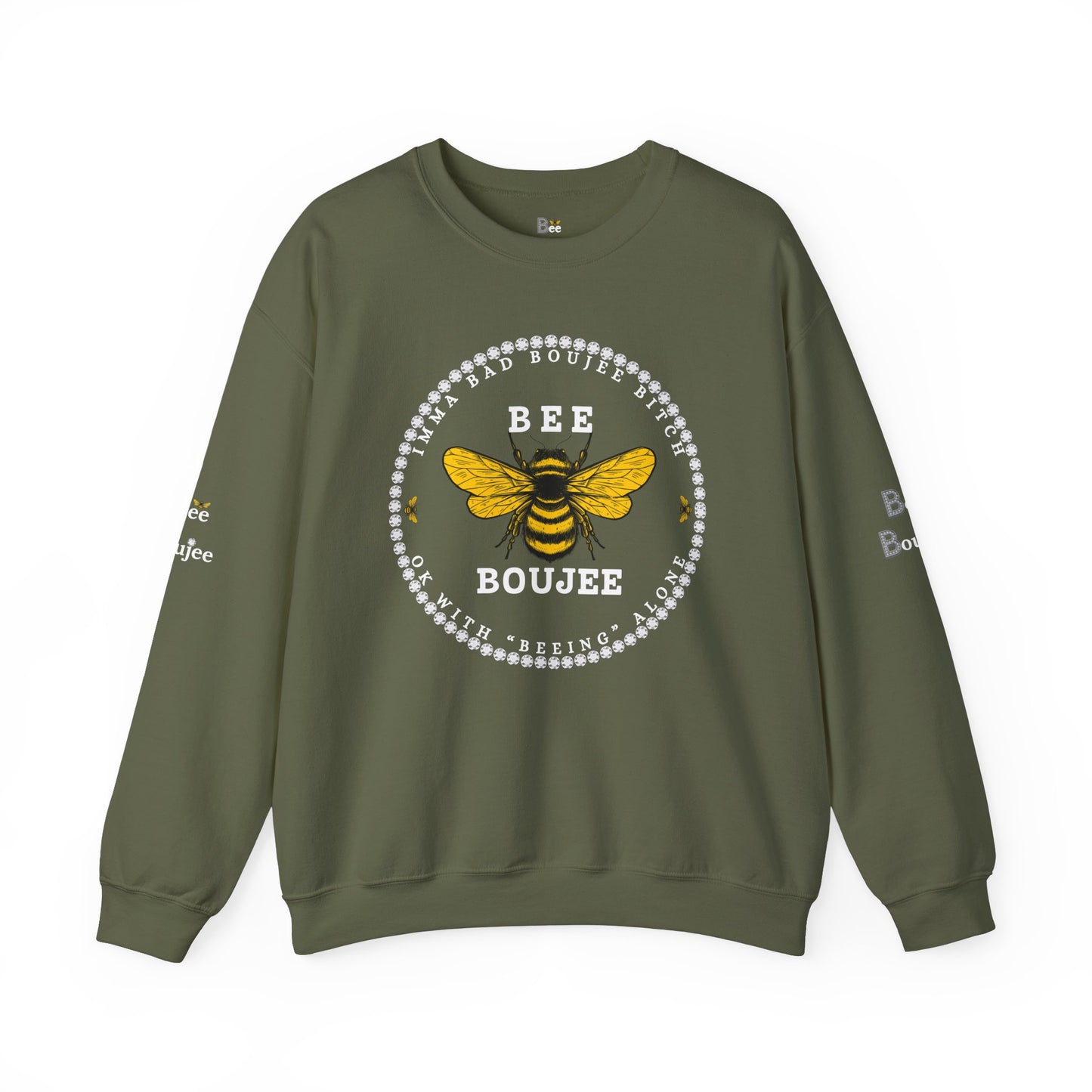 Imma Bad Boujee Bitch Ok with "Beeing" Alone - Heavy Blend™ Dark Colors Crewneck Sweatshirt