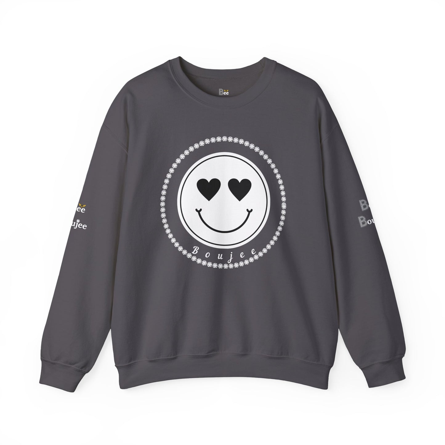 Boujee Smiley Face White Heart Eyes - Heavy Blend™ Dark Colors Crewneck Sweatshirt