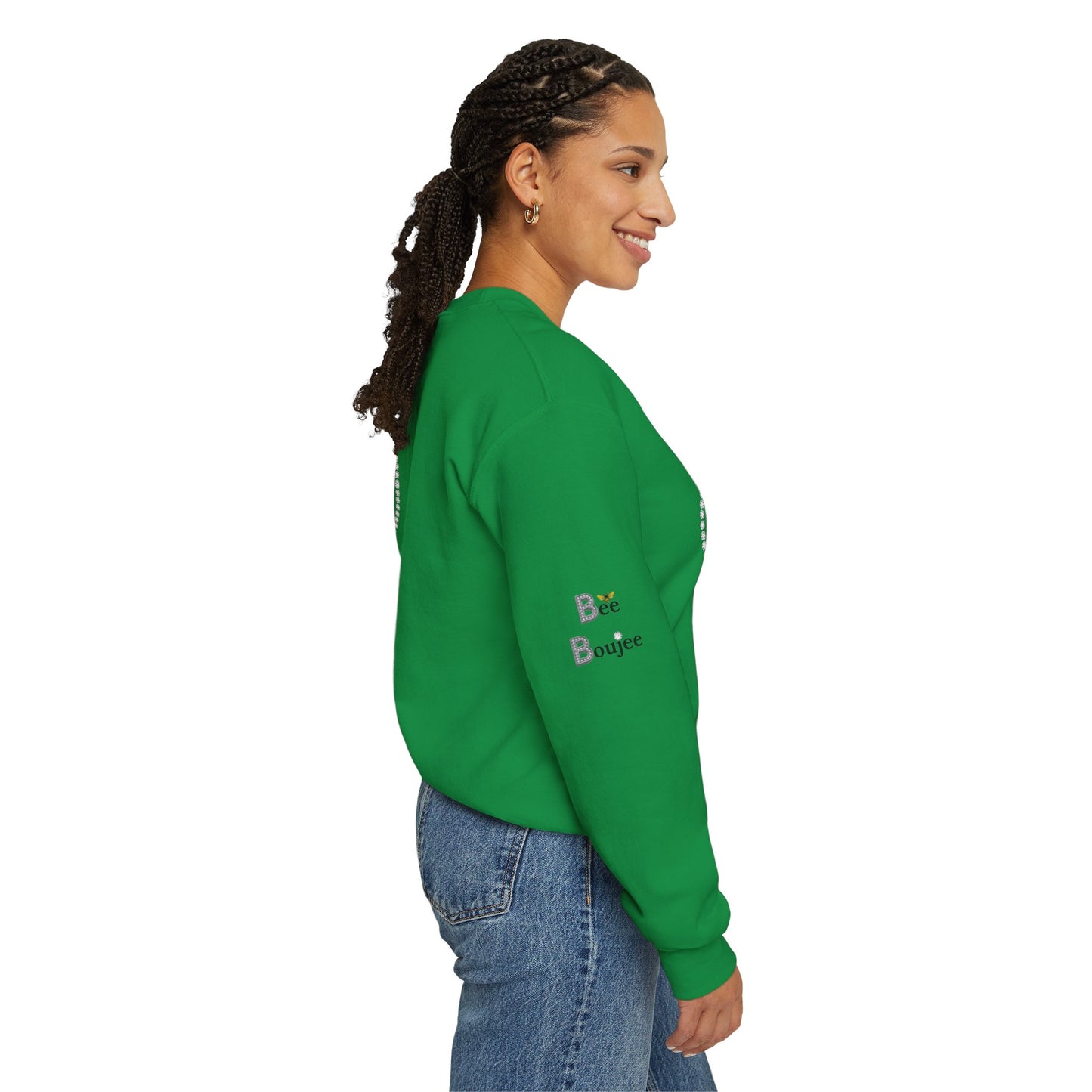 Boujee Smiley Face Heart Eyes Black - Heavy Blend™ Light Colors Crewneck Sweatshirt