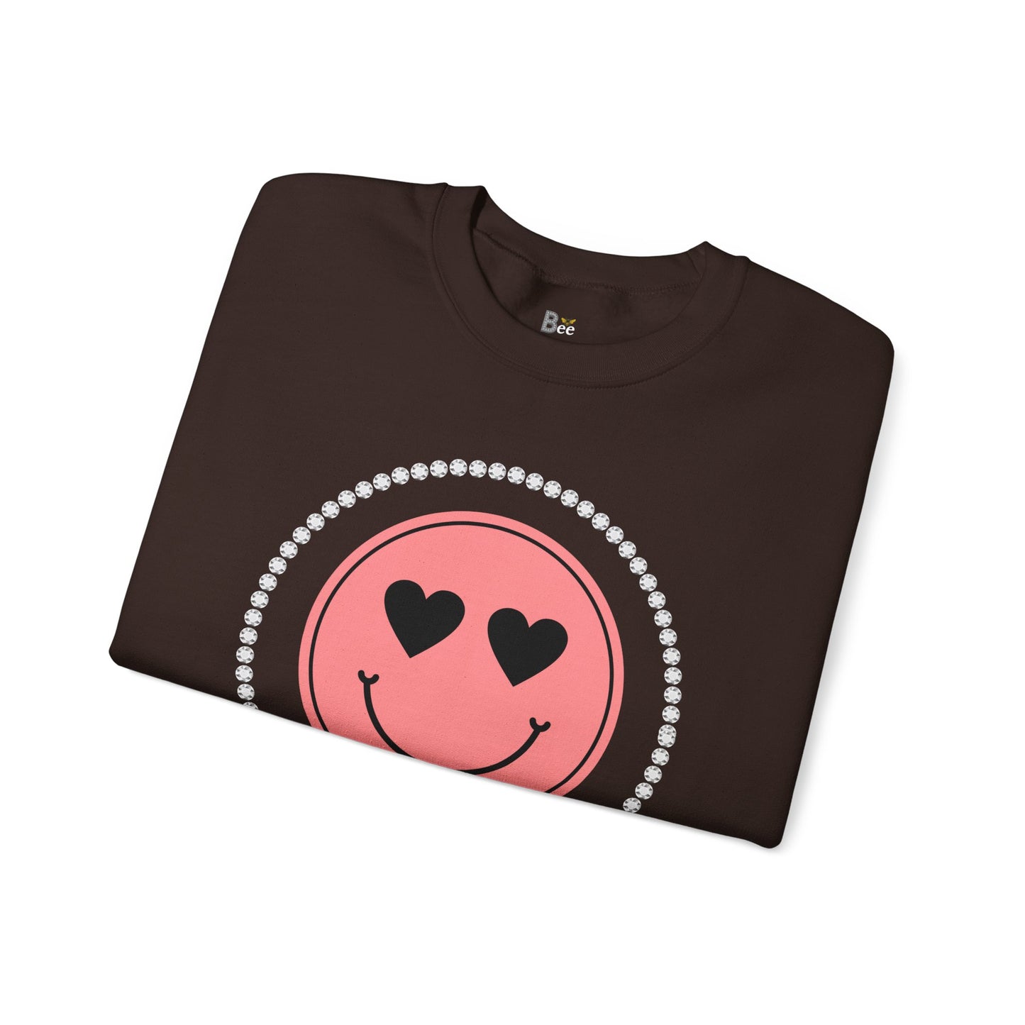 Boujee Smiley Face Pink Heart Eyes - Heavy Blend™ Dark Colors Crewneck Sweatshirt