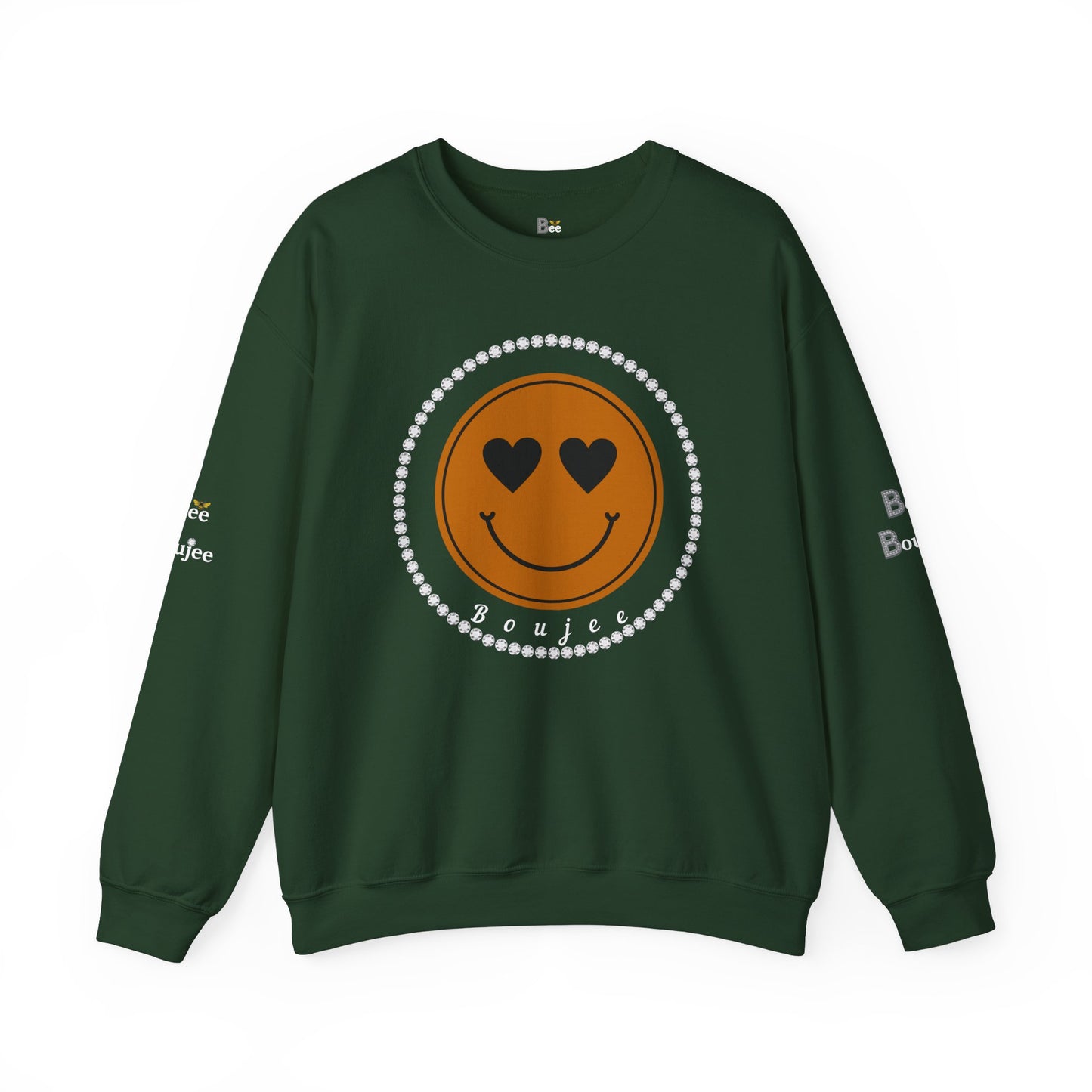 Boujee Smiley Face Brown Heart Eyes - Heavy Blend™ Dark Colors Crewneck Sweatshirt