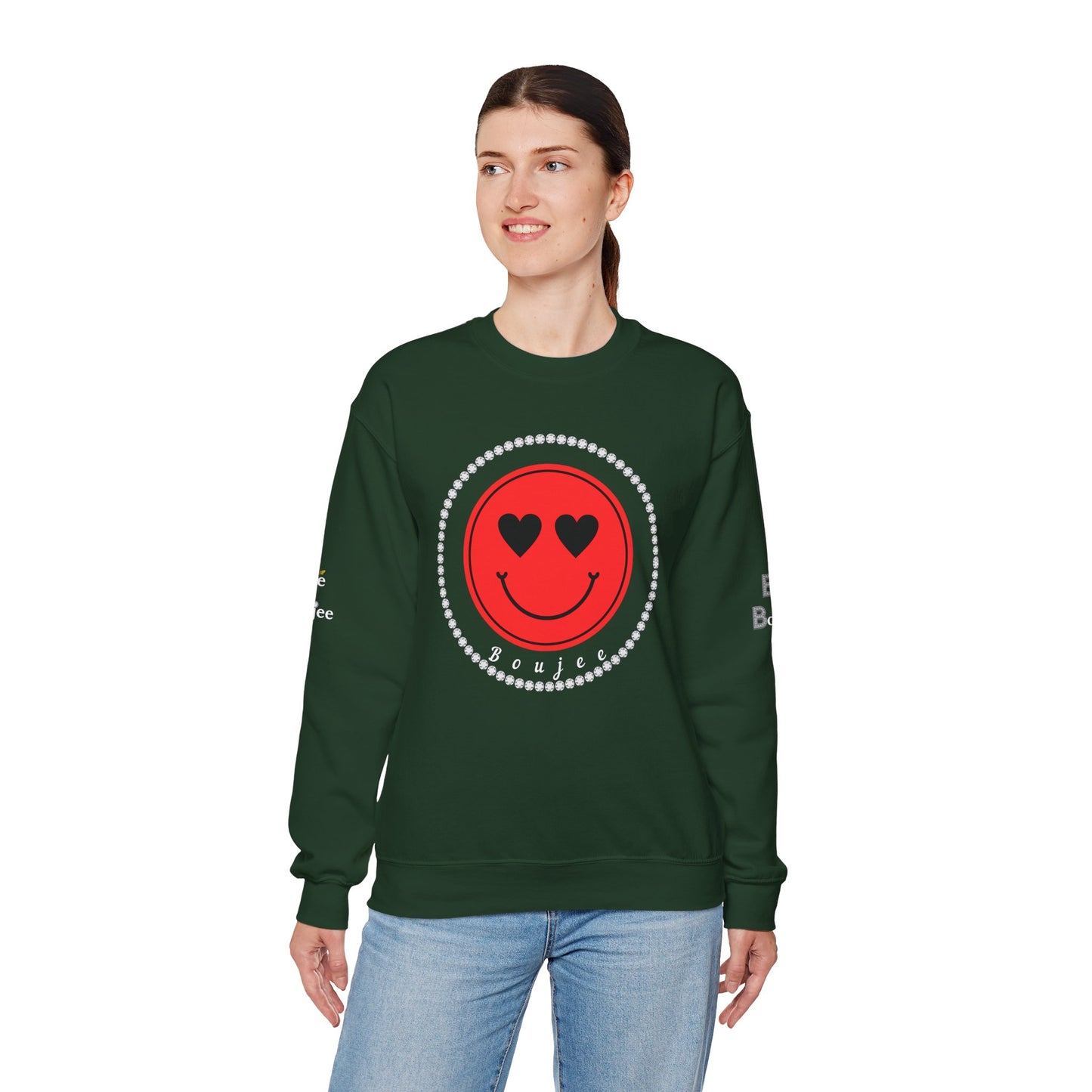Boujee Smiley Face Red Heart Eyes - Heavy Blend™ Dark Colors Crewneck Sweatshirt