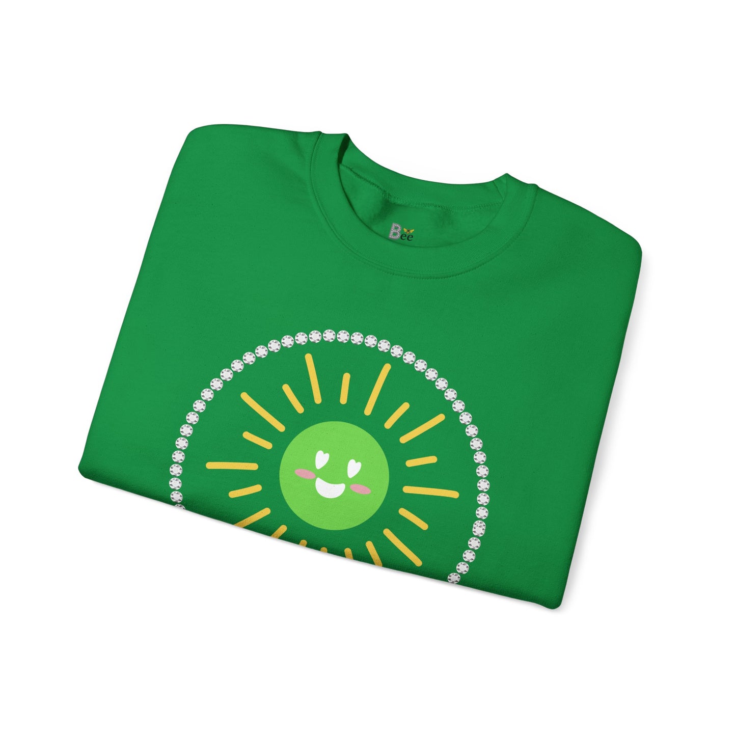 Boujee Sunshine Smiley Face Green - Heavy Blend™ Light Colors Crewneck Sweatshirt