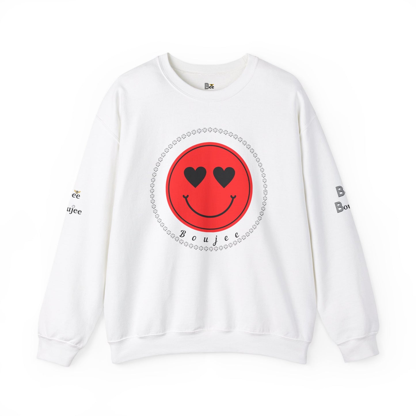 Boujee Smiley Face Heart Eyes Red - Heavy Blend™ Light Colors Crewneck Sweatshirt