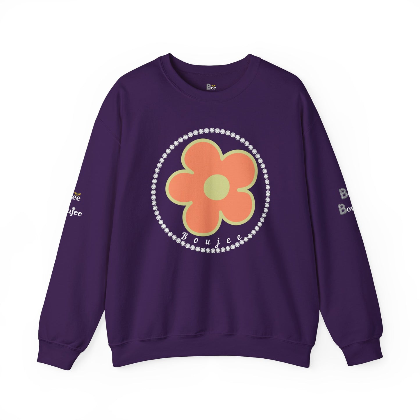 Boujee Flower Orange Green - Heavy Blend™ Dark Colors Crewneck Sweatshirt