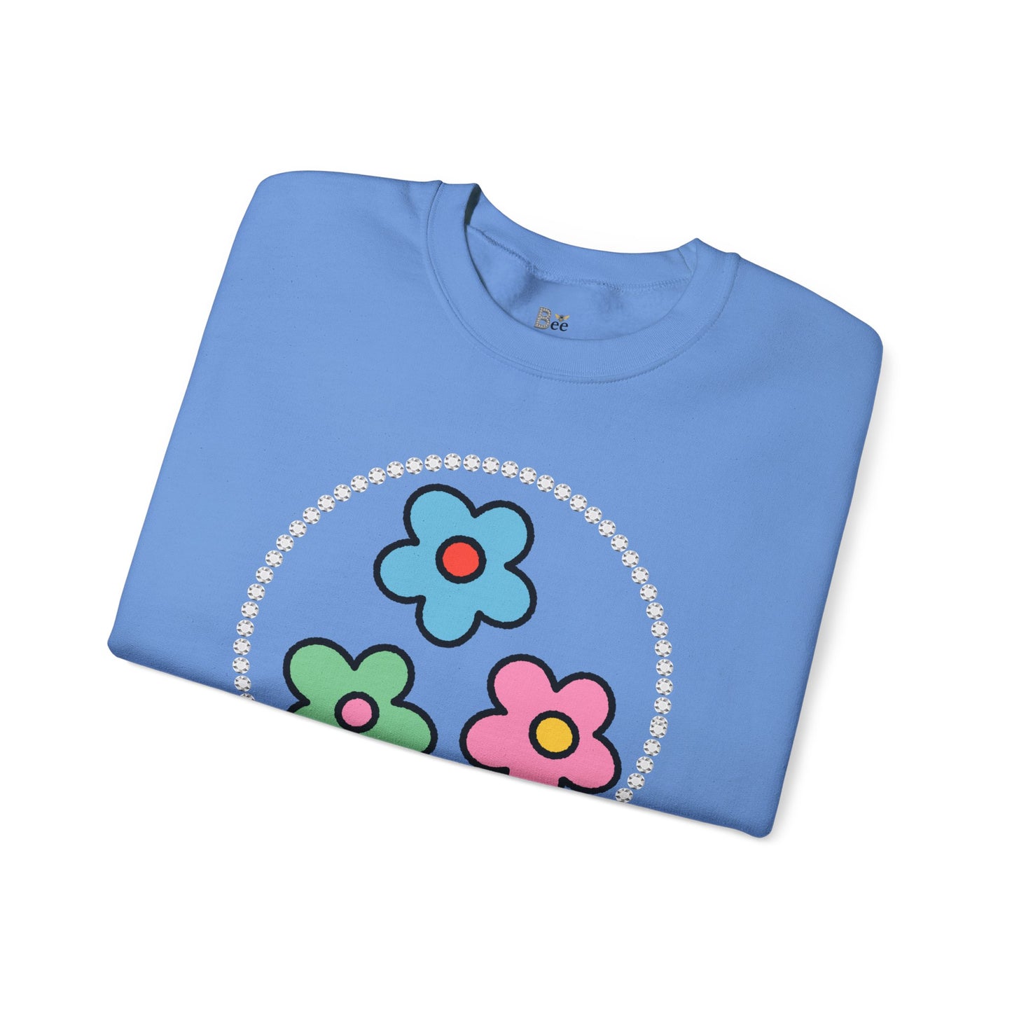 Boujee Mini Flowers Blue Pink Green - Heavy Blend™ Light Colors Crewneck Sweatshirt