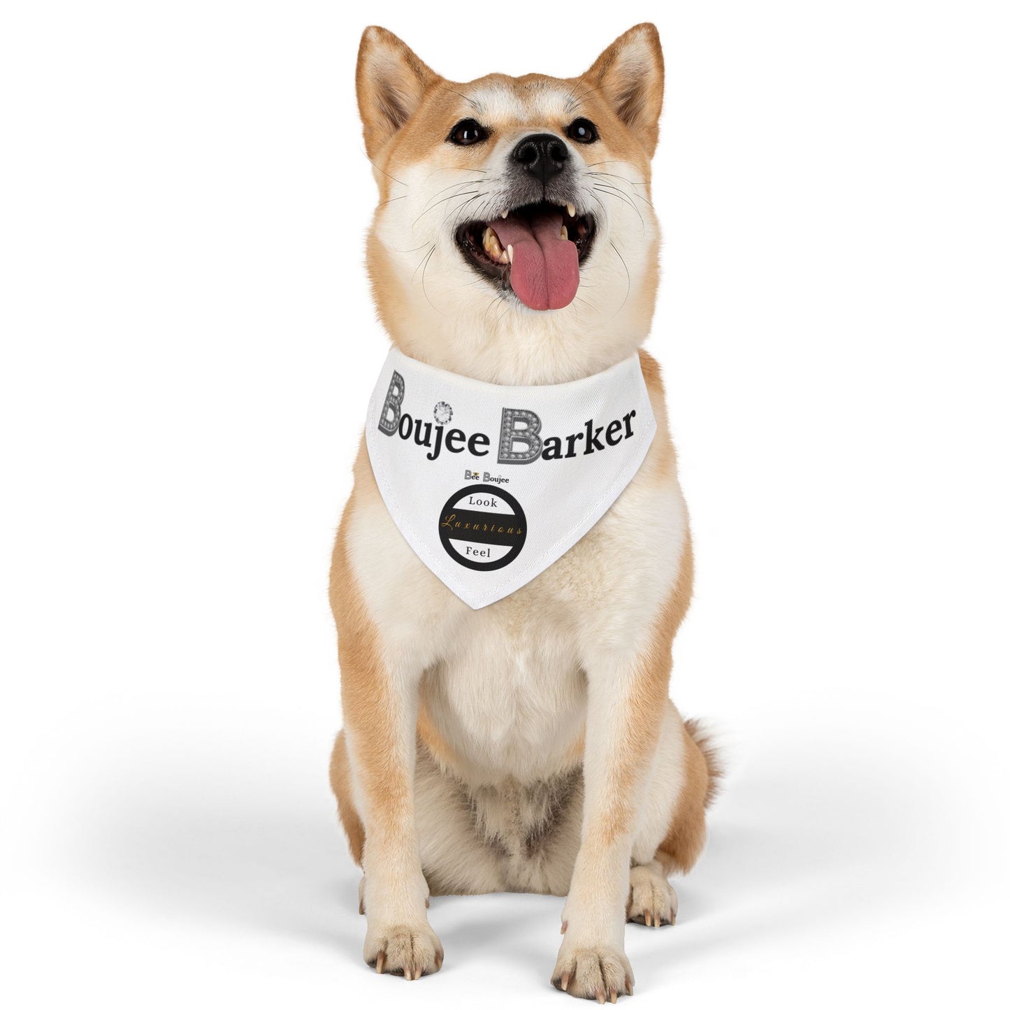 Boujee Barker Bandana WHITE - Pet Collar MEDIUM