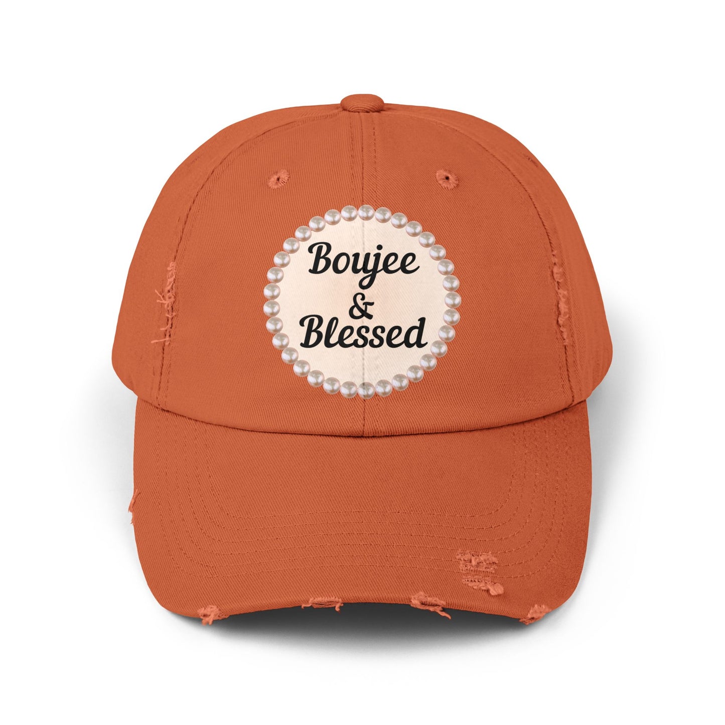 Boujee & Blessed Distressed Pearl-Emblem Cap
