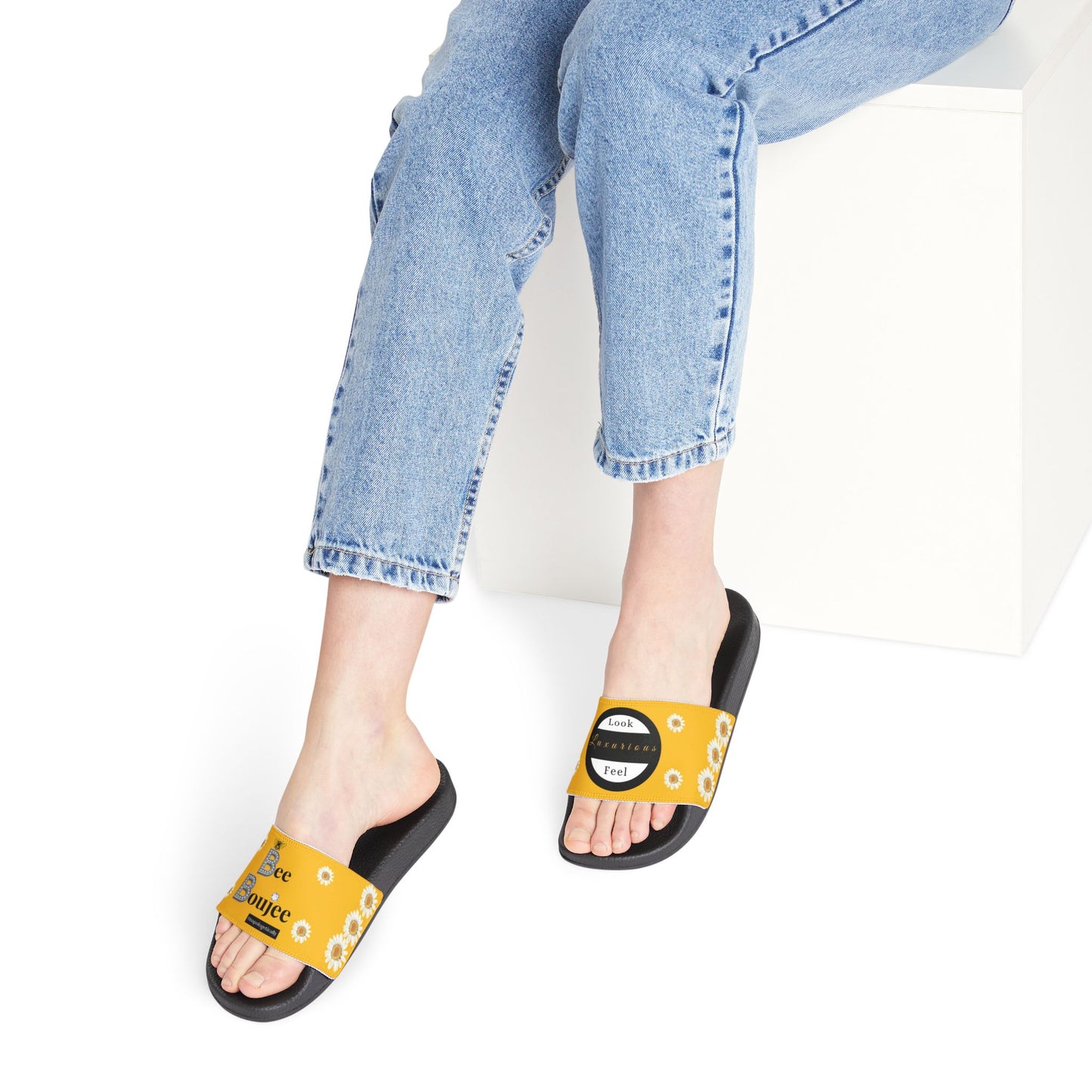 Bee Boujee - GOLD Flowers Women's Removable-Strap Sandals
