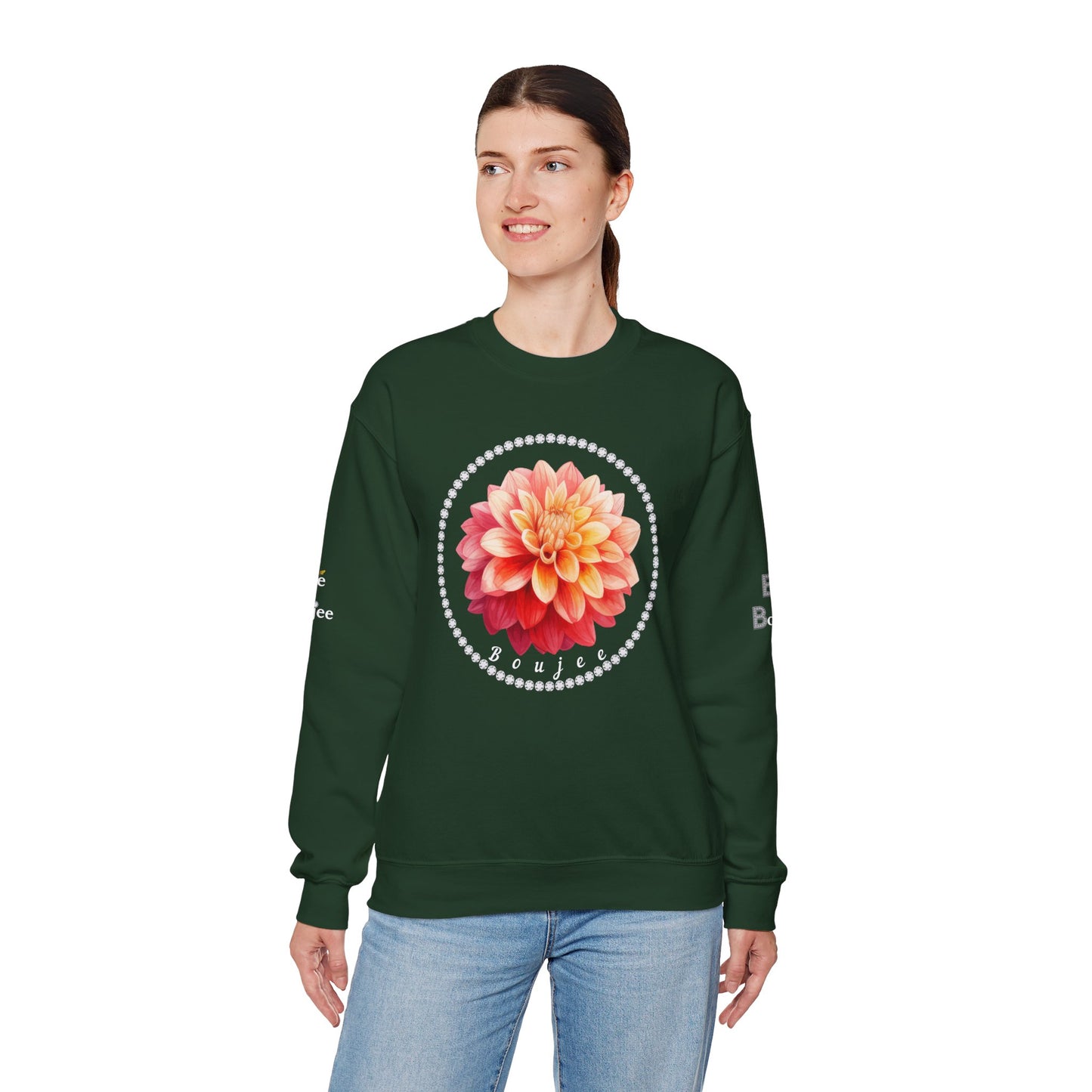 Boujee Flower Pink Yellow - Heavy Blend™ Dark Colors Crewneck Sweatshirt