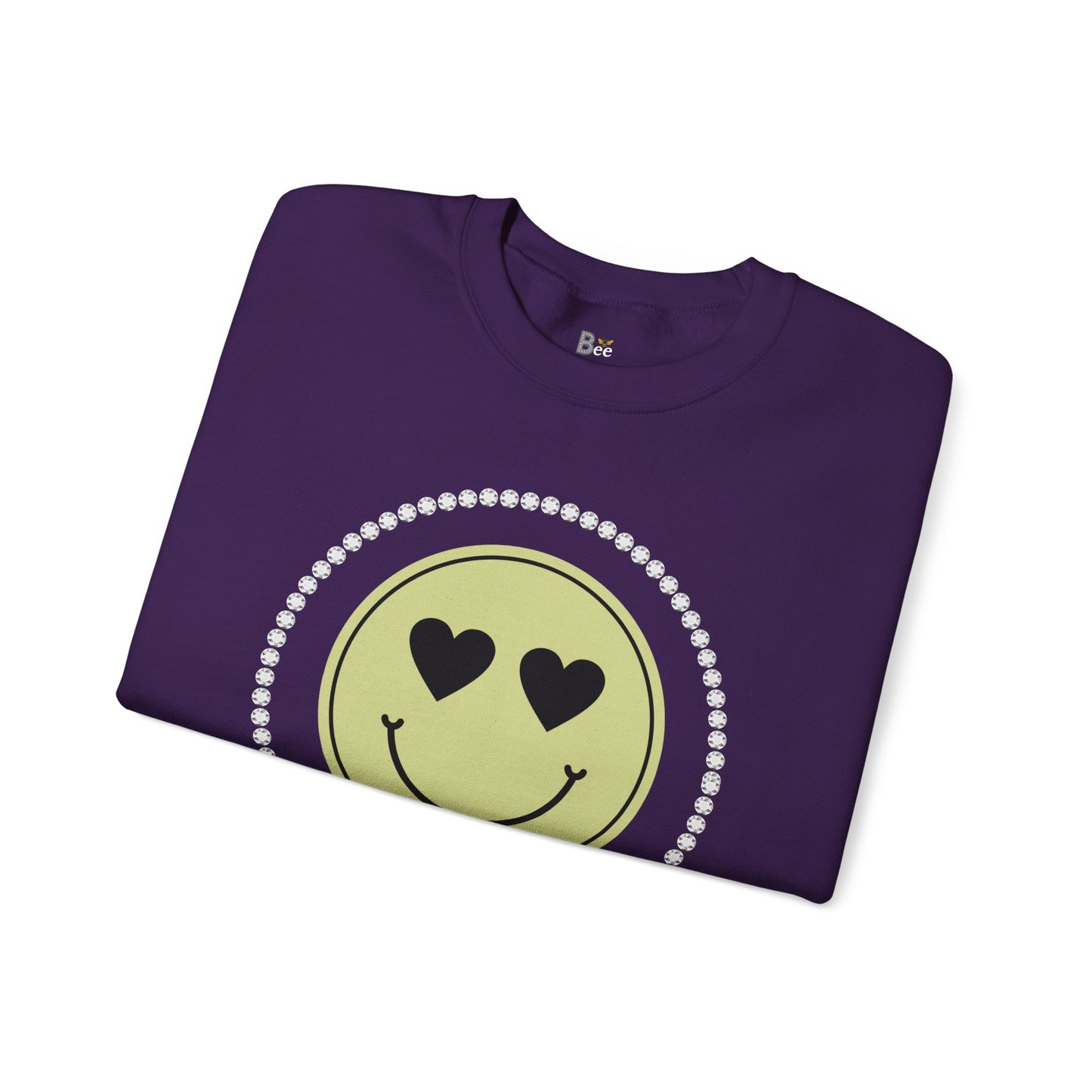 Boujee Smiley Face Beige Heart Eyes - Heavy Blend™ Dark Colors Crewneck Sweatshirt